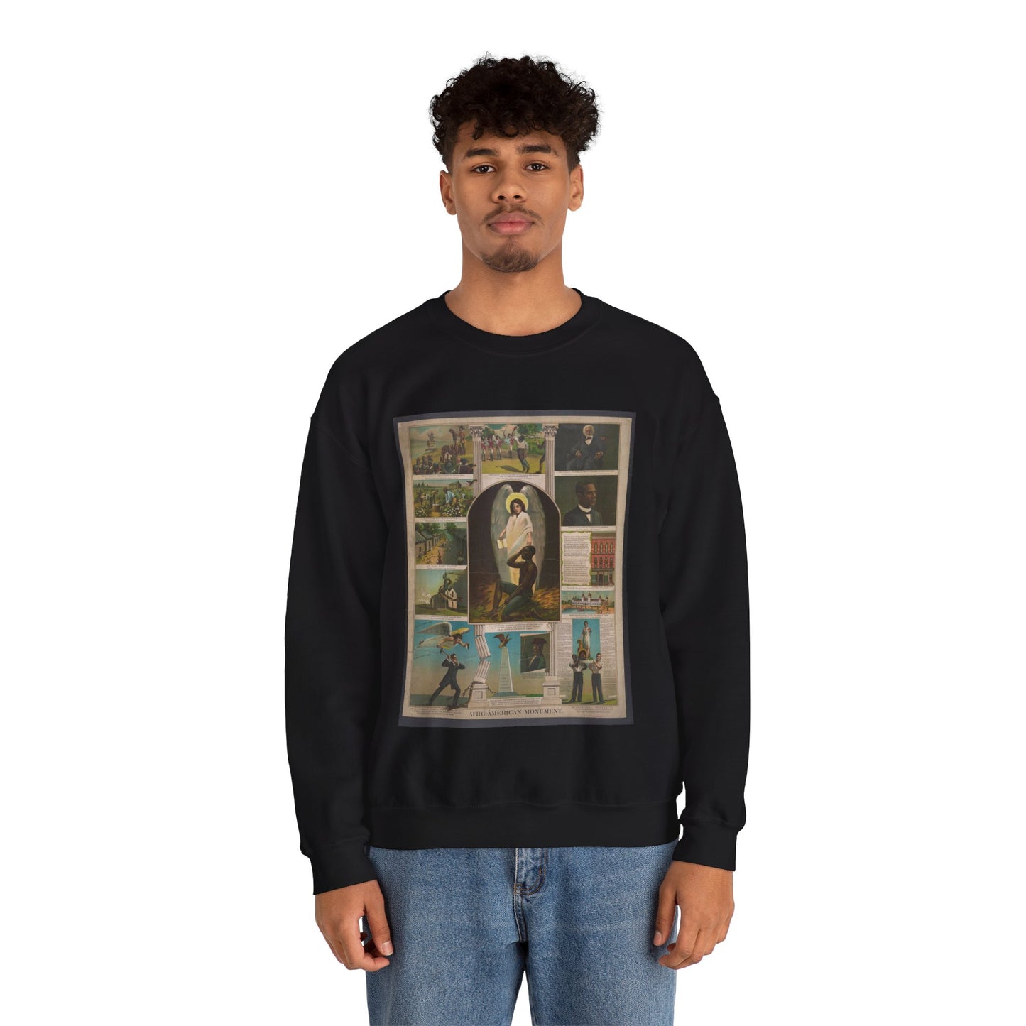 Afro-American Monument - Print, Library of Congress collection Black Heavy Blend Adult Crew Neck SweatShirt