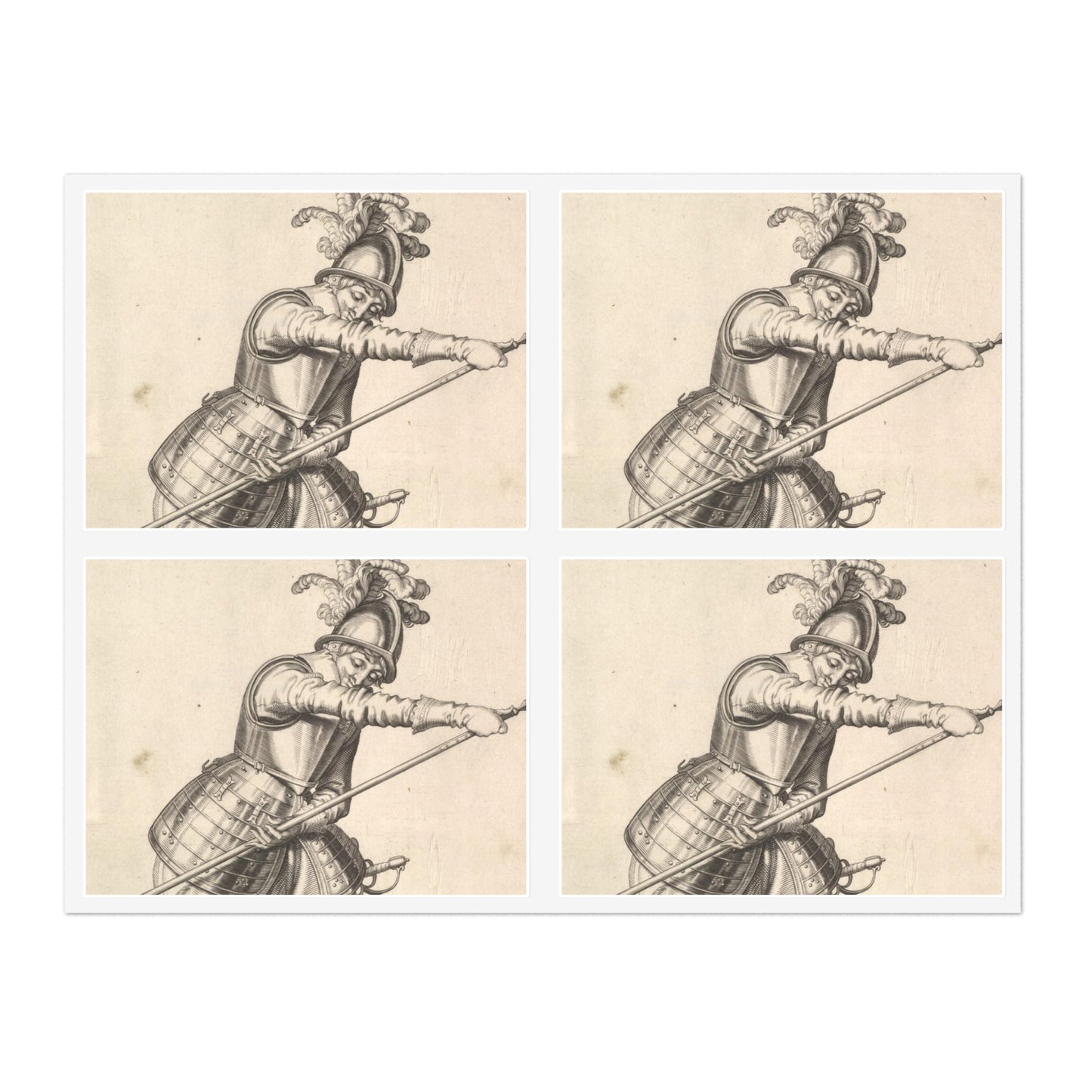 A soldier sliding his right hand along the training-pike, from the Lansquenets series, plate 22, in Wapenhandelinghe van Roers Musquetten Ende Spiessen (The Exercise of Arms) Laminated UV Protective Vinyl Stickers