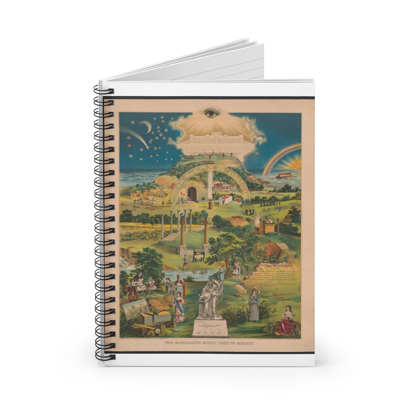 Our emblematic mystic light of masonry Spiral Bound Ruled Notebook with Printed Cover