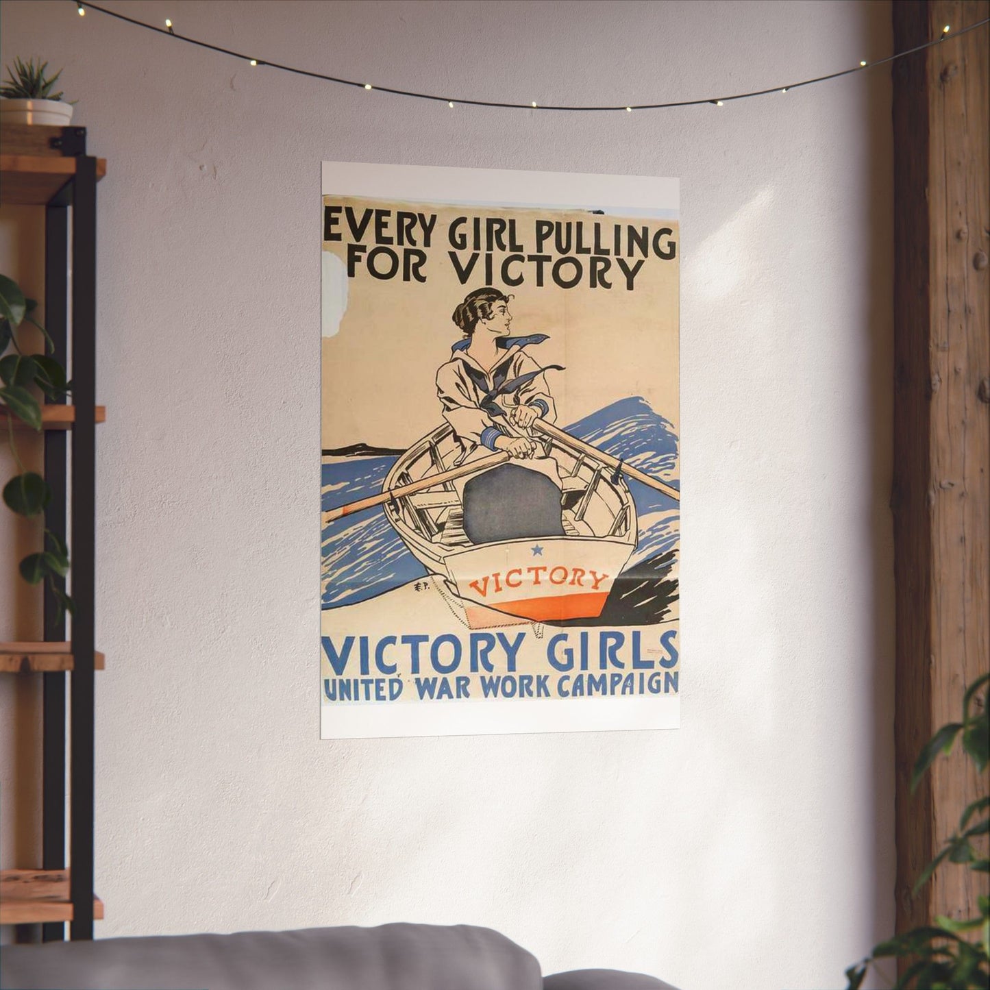 Every Girl Pulling for Victory, Victory Girls United War Work Campaign High Quality Matte Wall Art Poster for Home, Office, Classroom