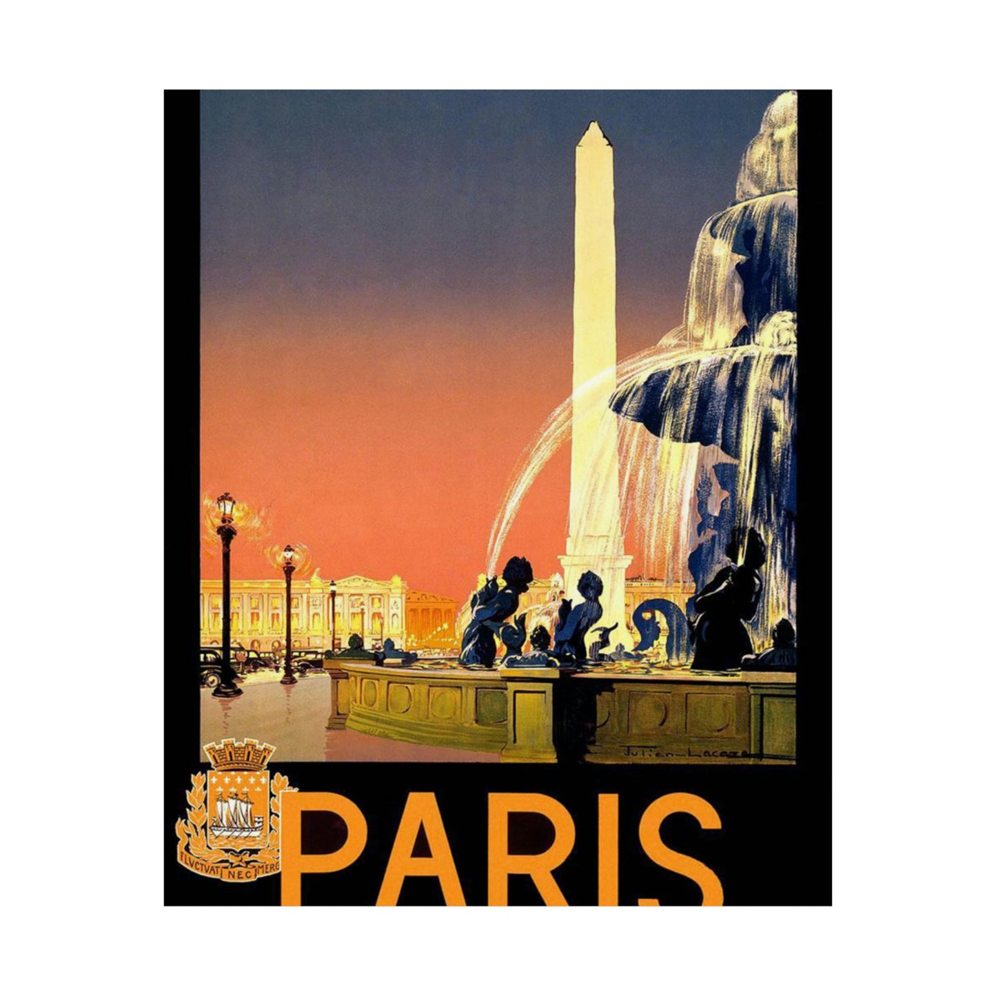 Paris. Vintage Travel Poster. - Art Deco public domain image High Quality Matte Wall Art Poster for Home, Office, Classroom