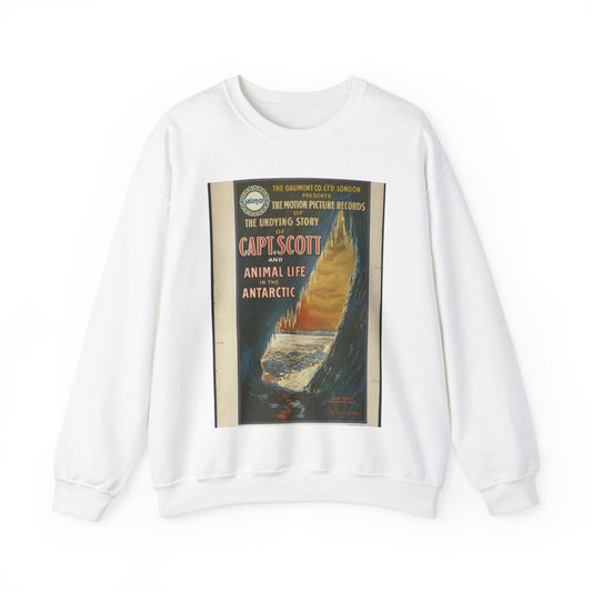 The Gaumont Co. L'T'D. London presents the motion picture records of the undying story of Capt. Scott and animal life in the Antarctic / The Morgan Lith. Co., Cleveland, O. White Heavy Blend Adult Crew Neck SweatShirt