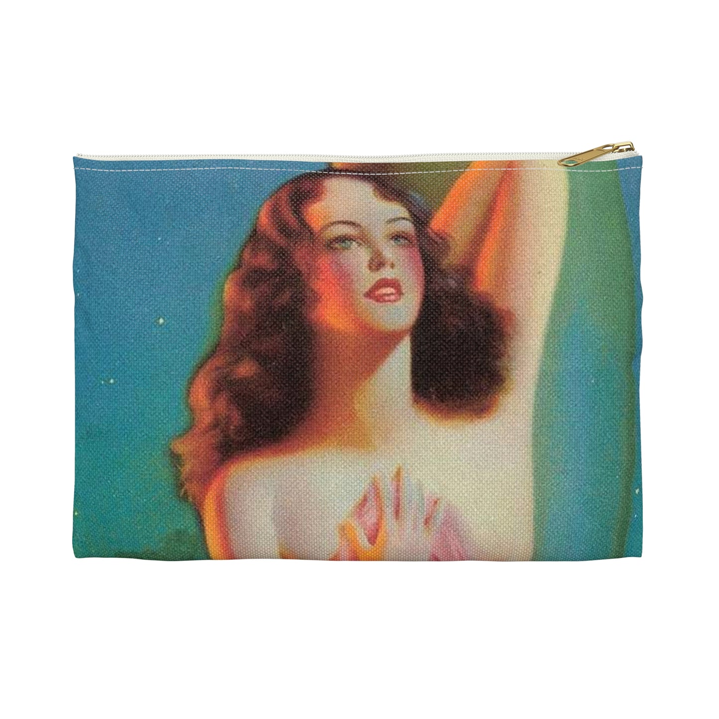 Moonlight and Roses, print from painting by Edward Mason Eggleston Large Organizer Pouch with Black Zipper