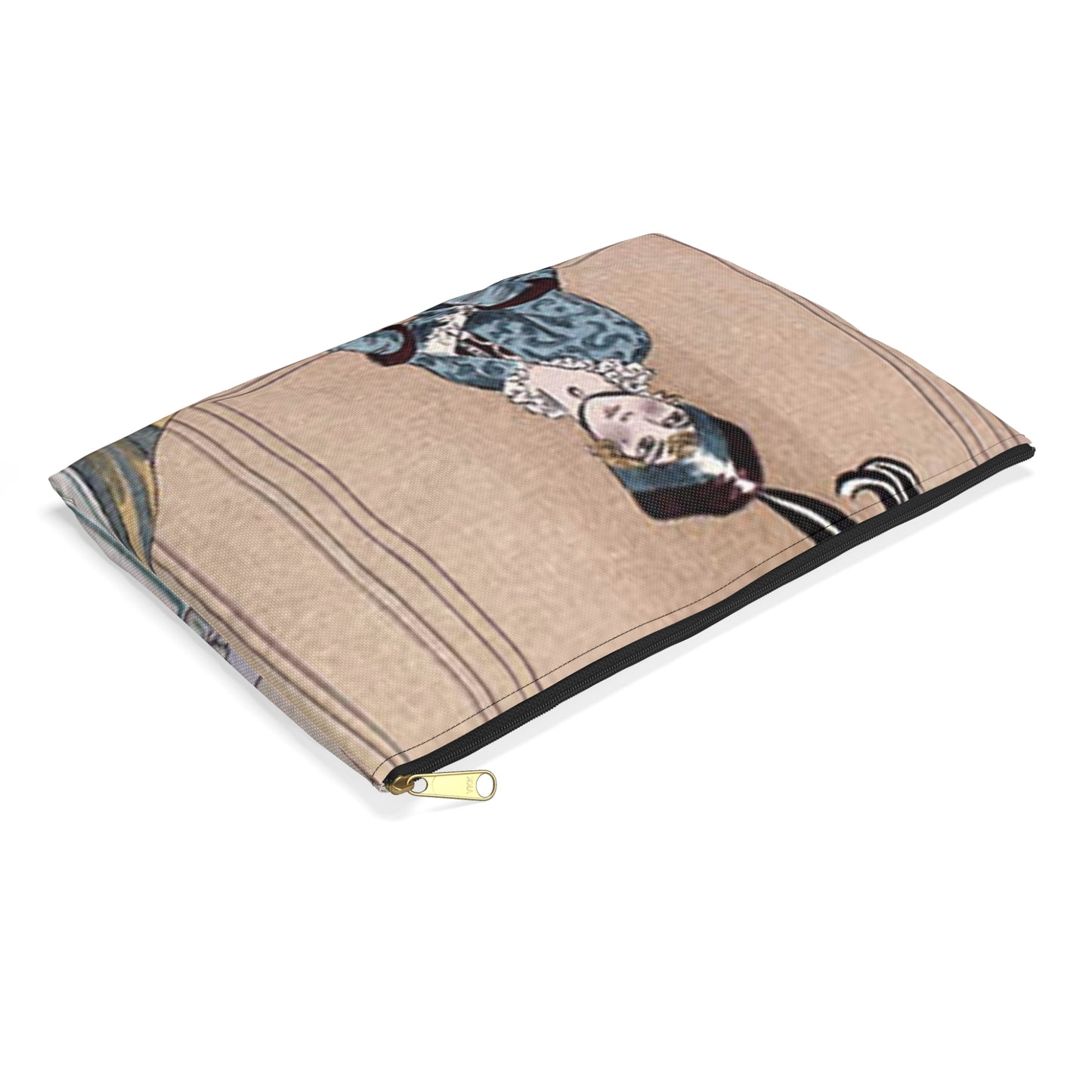 "Jupe de mousseline de soie marine" -Muslin skirt of marine silk- from "Journal des Dames et des Modes” Jupe de mousseline de soie marine, du Journal des dames et des modes (48301609911) Large Organizer Pouch with Black Zipper