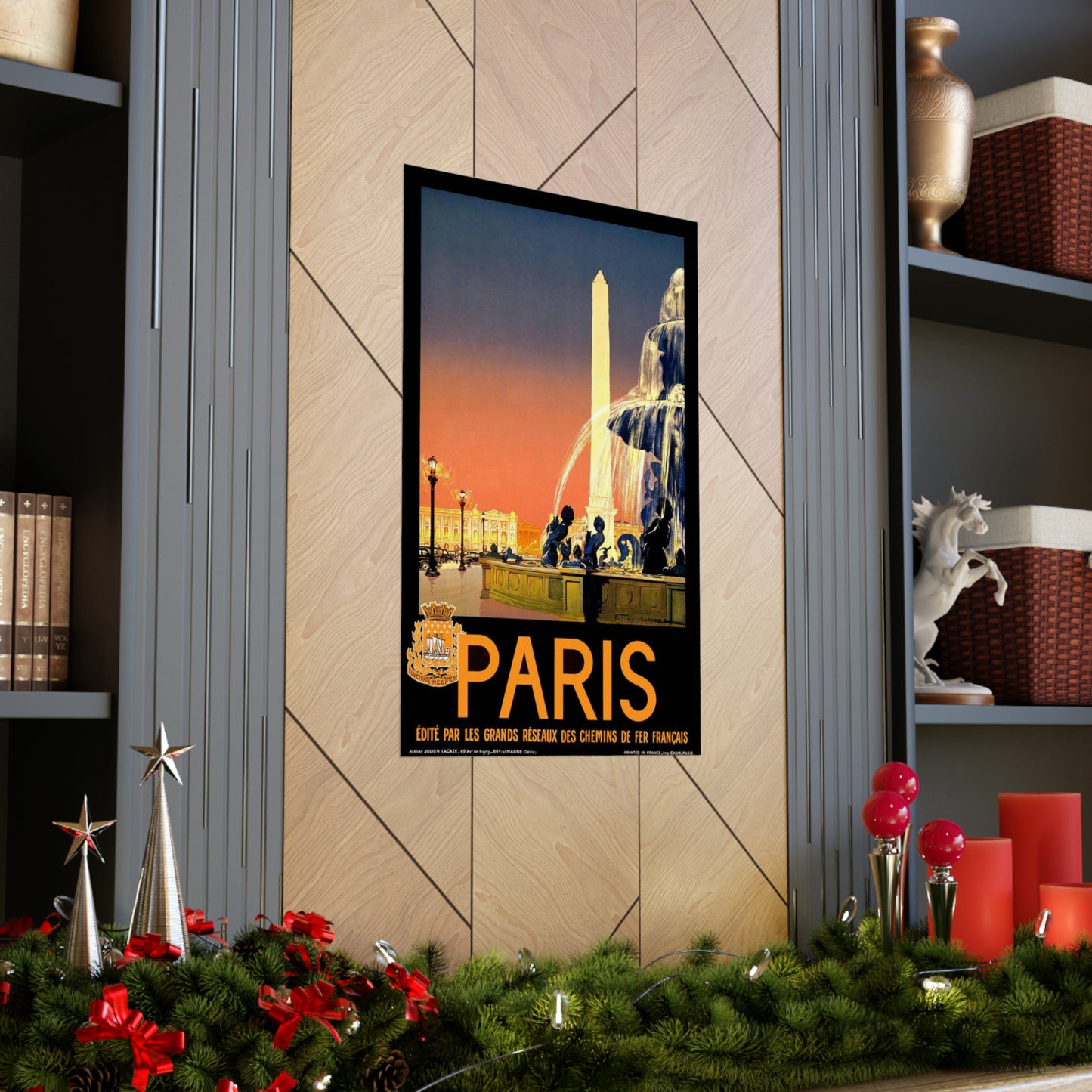 Paris. Vintage Travel Poster. - Art Deco public domain image High Quality Matte Wall Art Poster for Home, Office, Classroom