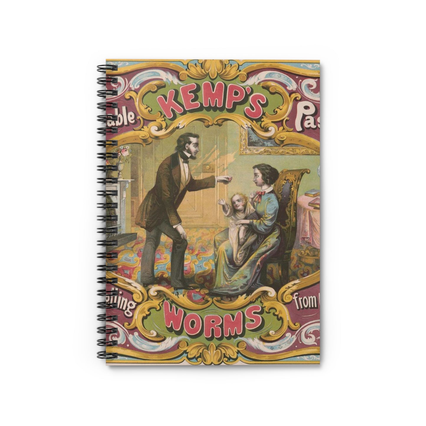 Kemp's vegetable pastilles for expelling worms from the system / lith. of Snyder, Black & Sturn 92 William St. New York. Spiral Bound Ruled Notebook with Printed Cover