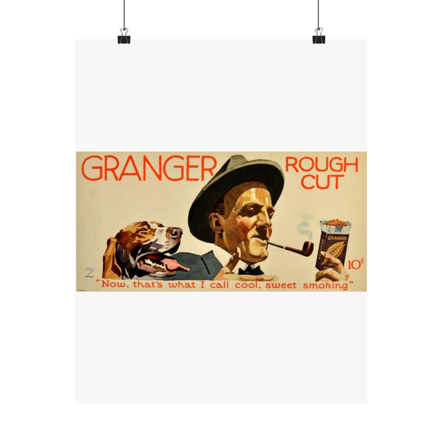 Granger Rough Cut. „Now, that's what I call cool, sweet smoking“, 1923, poster 1 High Quality Matte Wall Art Poster for Home, Office, Classroom