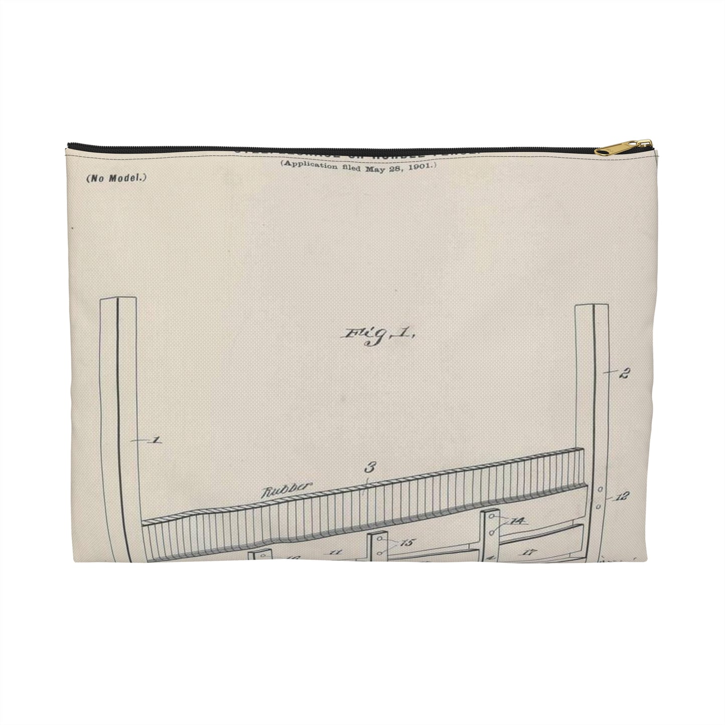 Patent Drawing of Engine - for A. Pascocello' Steeplechase or Hurdle Fence Public domain  image Large Organizer Pouch with Black Zipper