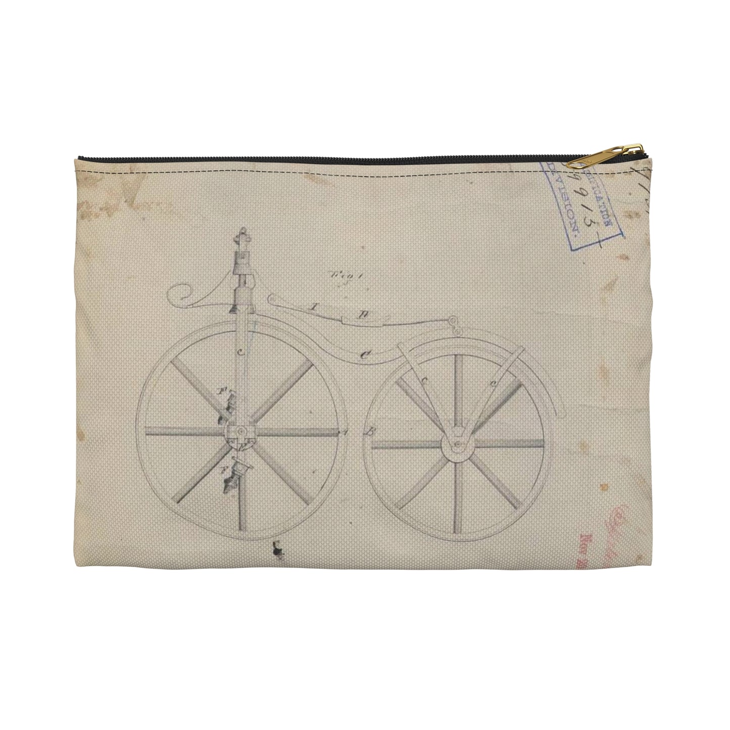 Patent drawing - for Pierre Lallement's Improvement in Velocipedes Public domain  image Large Organizer Pouch with Black Zipper