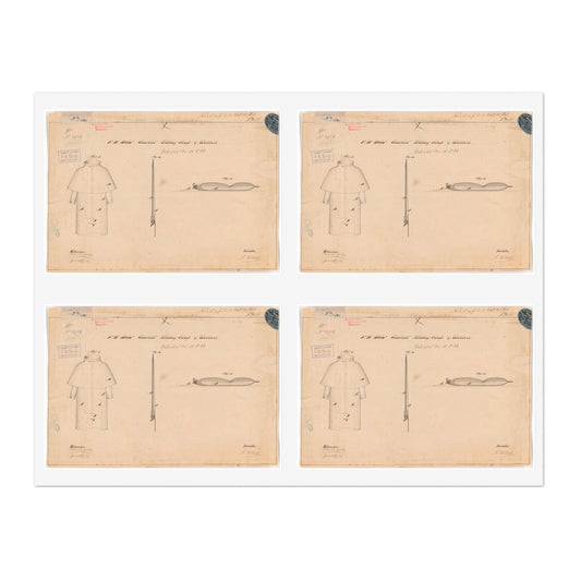 Patent drawing - Drawing of Combined Military Cloak and Mattress Public domain  image Laminated UV Protective Vinyl Stickers