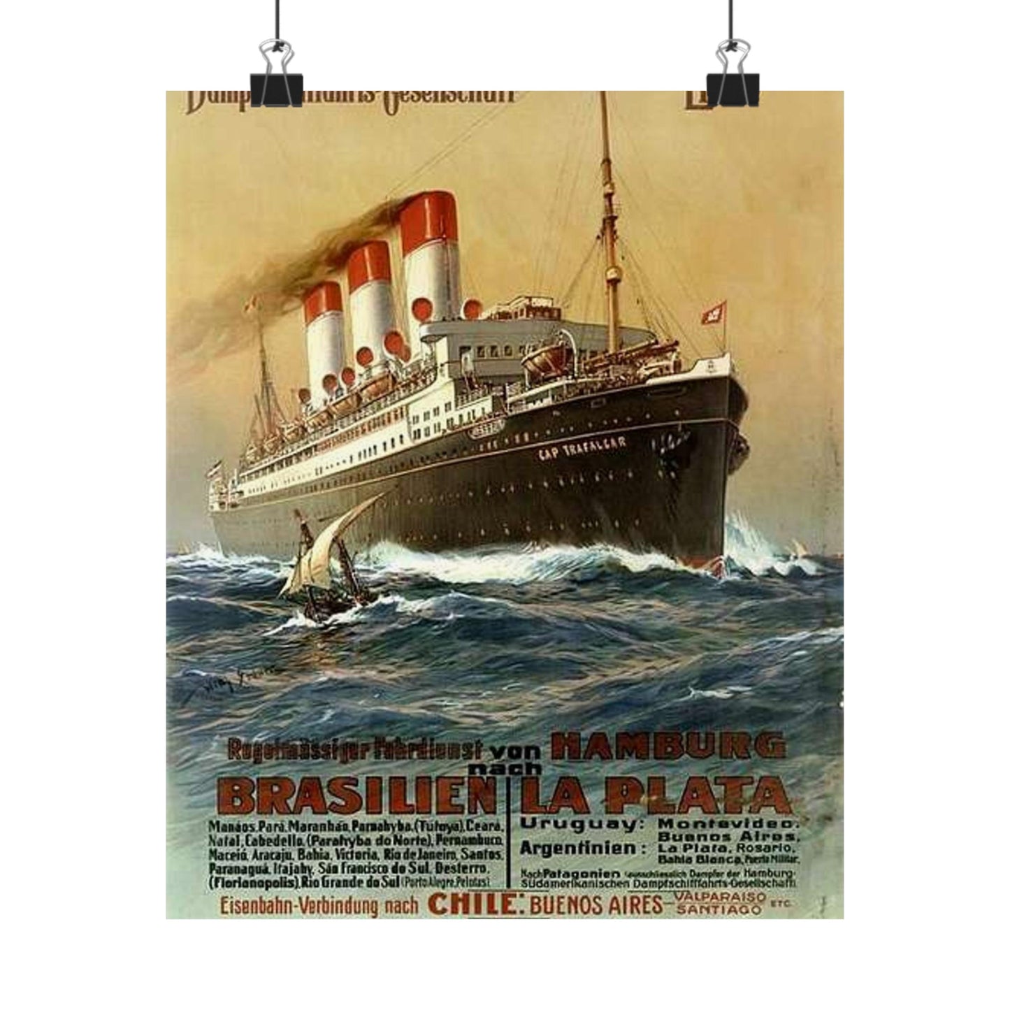 Dampfer Cap Trafalgar 1899 - Public domain image of a steam boat High Quality Matte Wall Art Poster for Home, Office, Classroom