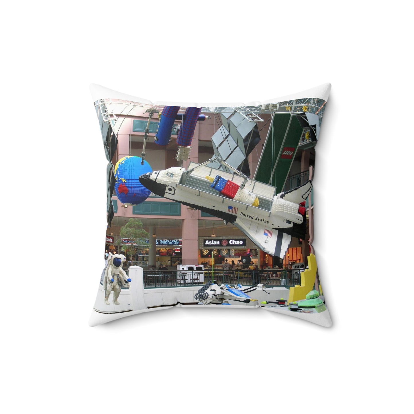 Grand Rounds Scenic Byway - Huge Lego Spaceship in the Mall of America Decorative Accent Square Pillow