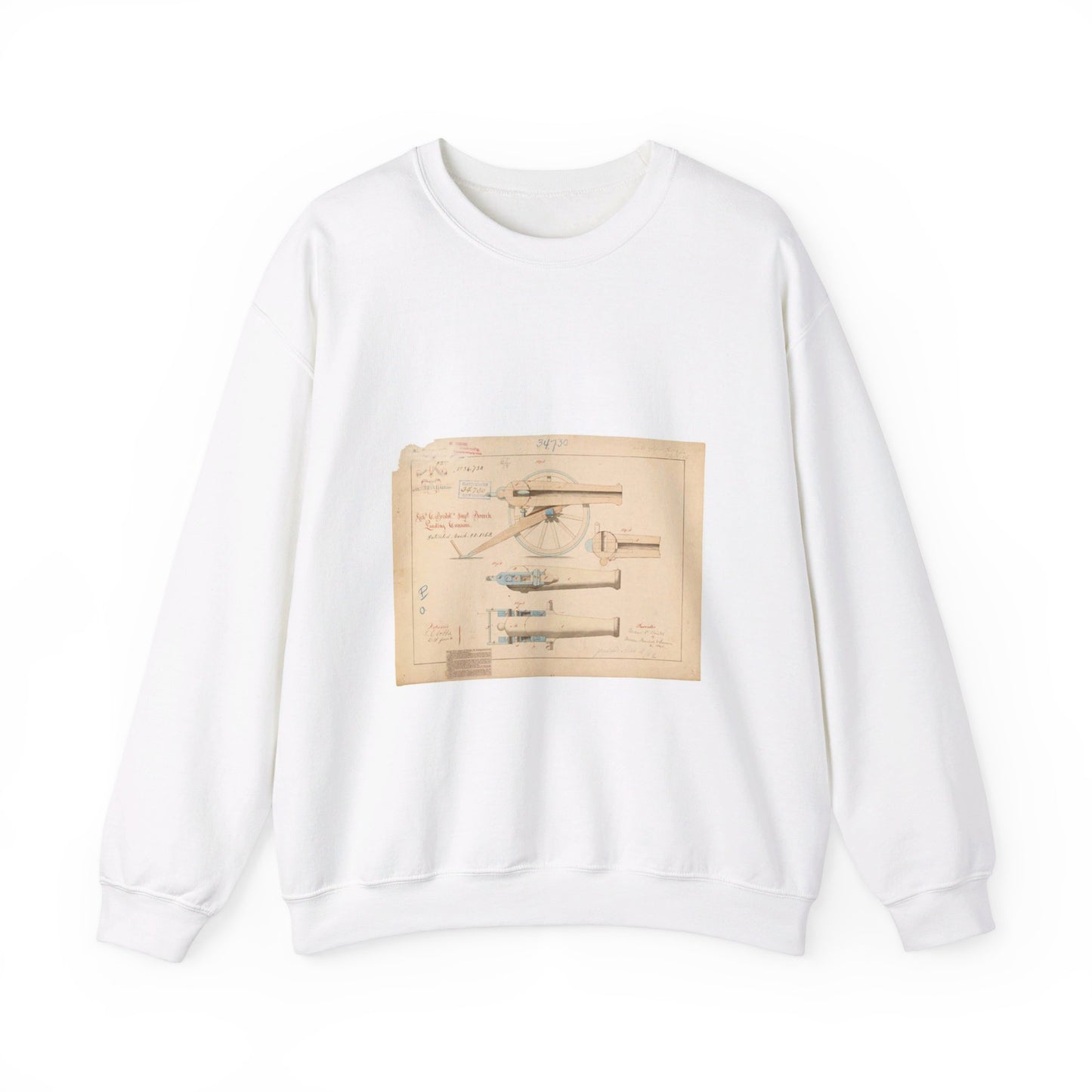 Patent drawing - Drawing of Improved Breech Loading Cannon Public domain  image White Heavy Blend Adult Crew Neck SweatShirt