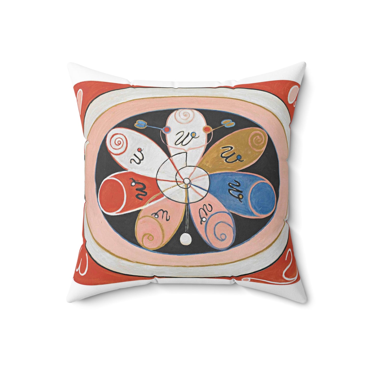 A painting of a colorful flower with writing on it Hilma af Klint - no date - Untitled Decorative Accent Square Pillow