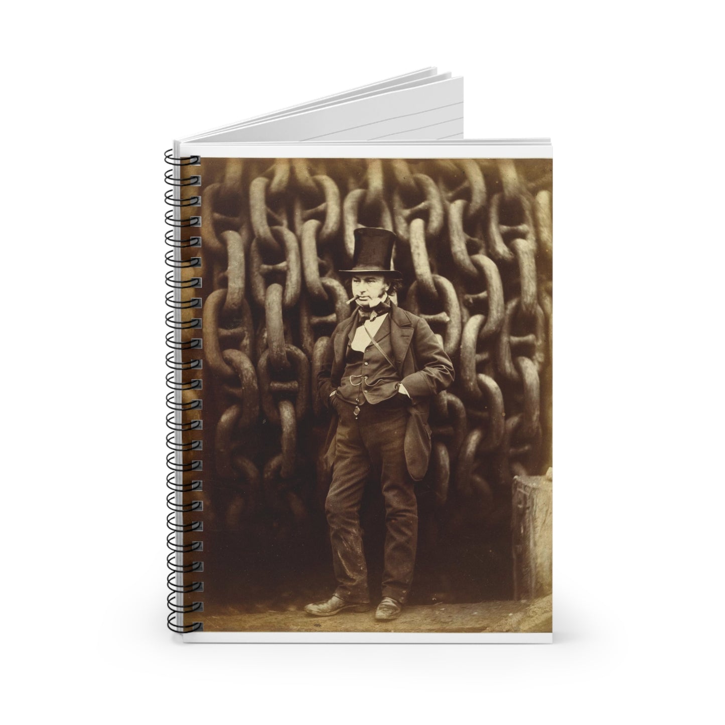 [Isambard Kingdom Brunel Standing Before the Launching Chains of the Great Eastern] Spiral Bound Ruled Notebook with Printed Cover