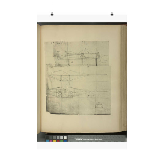Patent drawing - Planche I et II du brevet n° 111.574 pris en France le 16 février 1876, par Penaud et Gauchot, pour «Un aéro-plane ou appareil aérien volant». Public domain  image High Quality Matte Wall Art Poster for Home, Office, Classroom