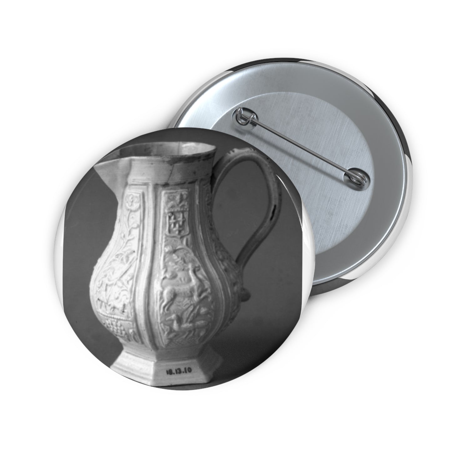 Hot milk jug - Public domain dedication museum photo Pin Buttons with Crisp Design