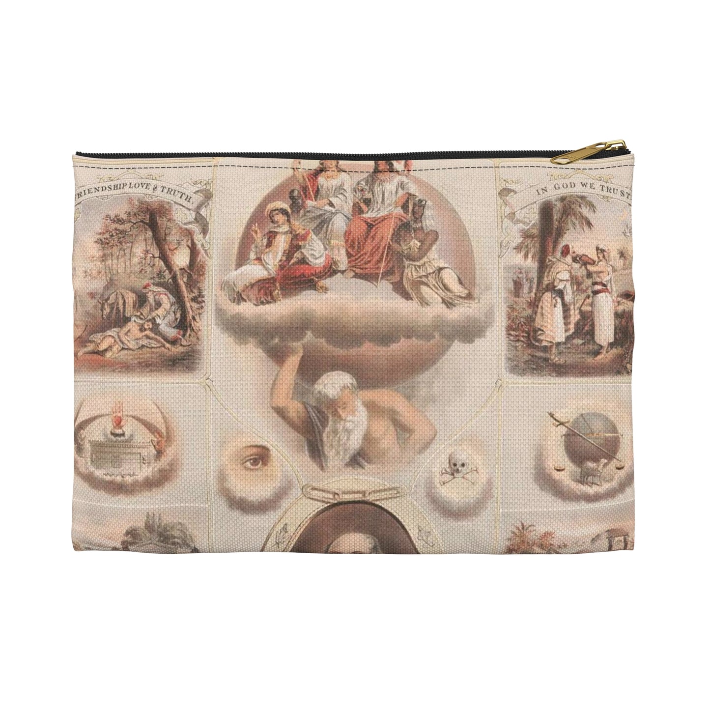 Odd fellowship - Print, Library of Congress collection Large Organizer Pouch with Black Zipper