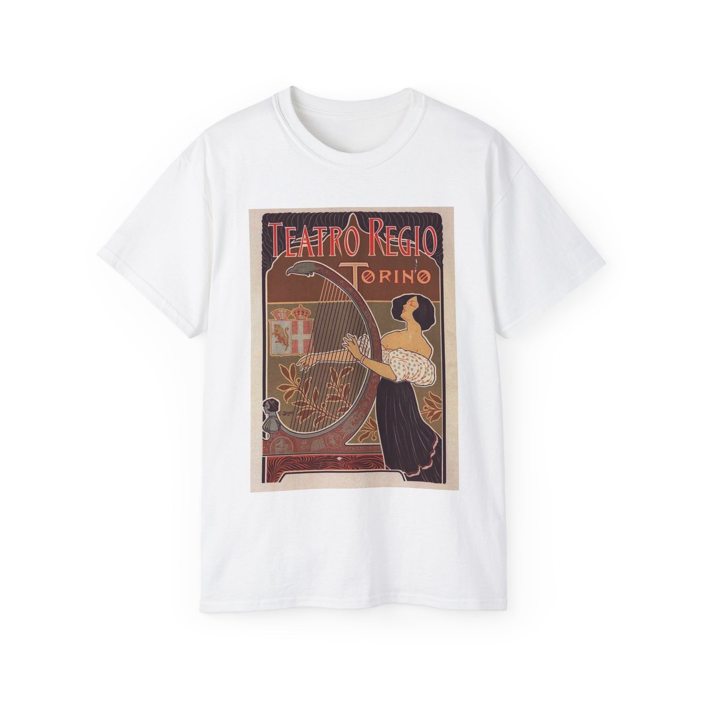 Affiche italienne pour le "Théâtre royal de Turin" White T-Shirt Gildan 2000 Cotton Unisex