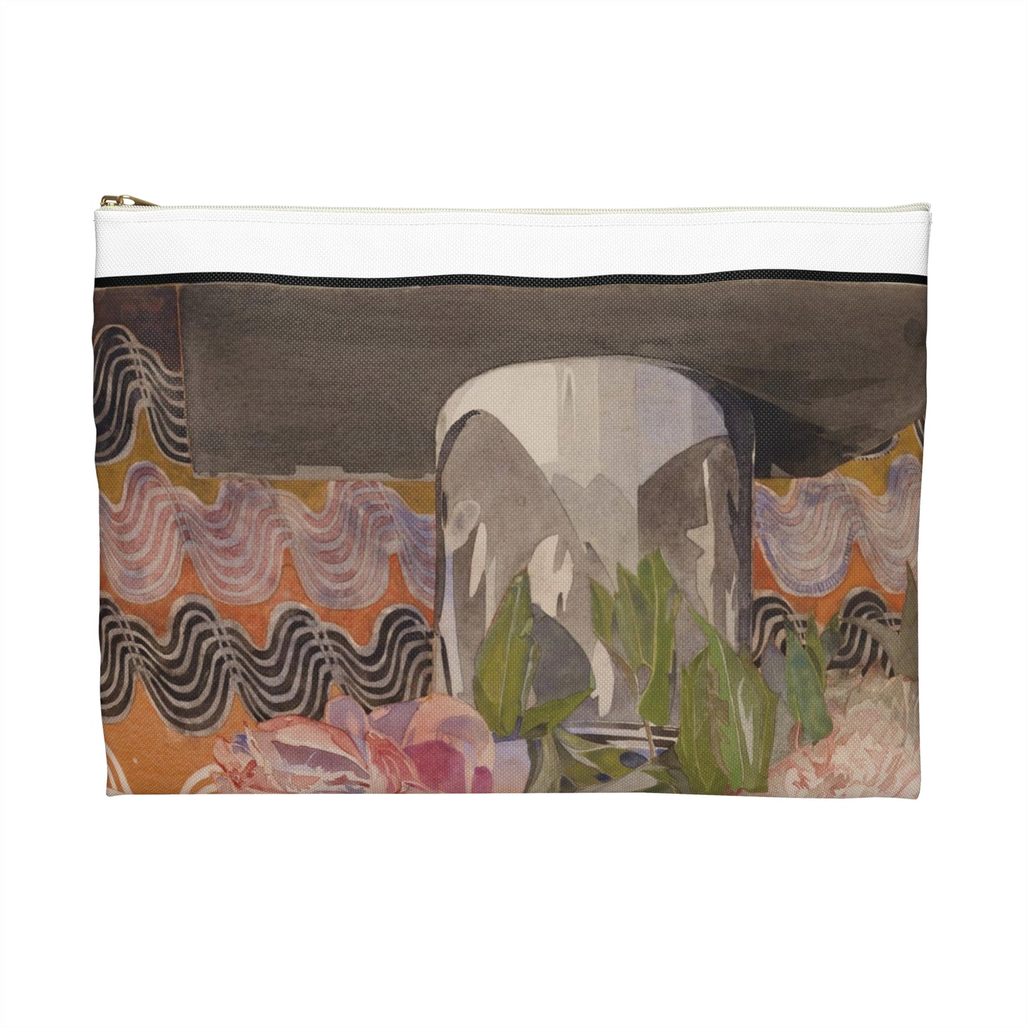 Peonies - Drawing. Public domain image. Large Organizer Pouch with Black Zipper