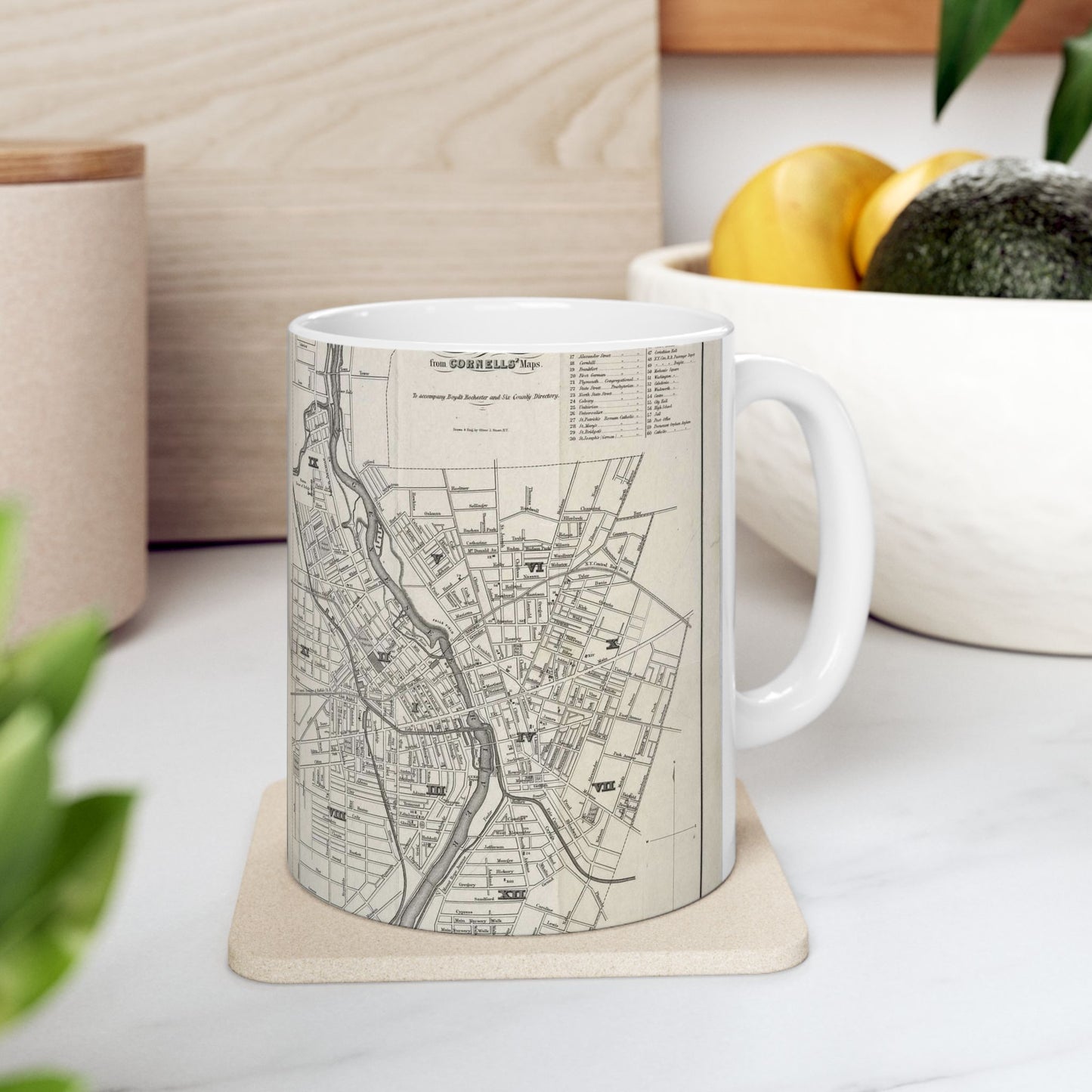 Map of the city of Rochester : from Cornells' Maps : to accompany Boyd's Rochester and six county directory / Beautiful Novelty Ceramic Coffee Mug 11oz