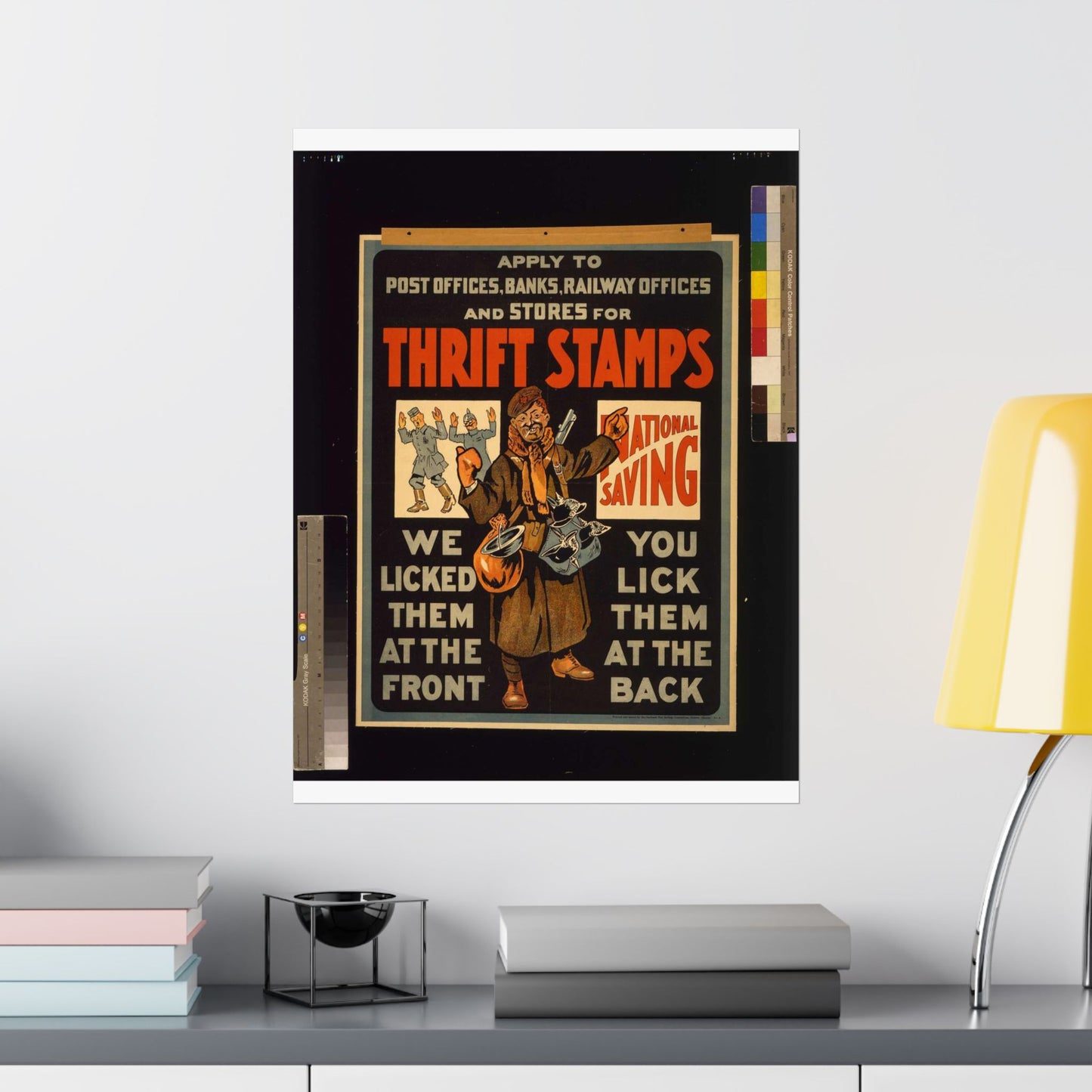 Thrift stamps. We licked them at the front, you lick them at the back High Quality Matte Wall Art Poster for Home, Office, Classroom