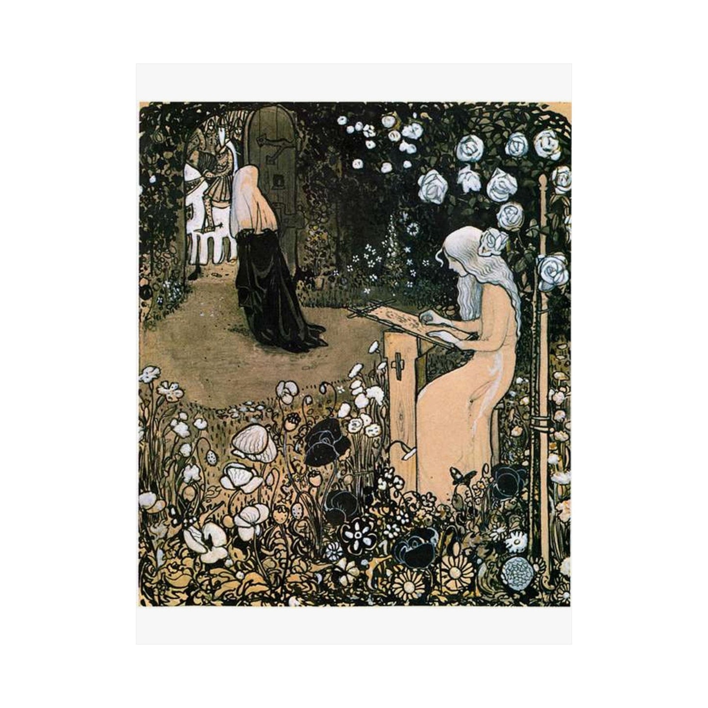 Jolantha 2 by John Bauer 1907 - Drawing. Public domain image. High Quality Matte Wall Art Poster for Home, Office, Classroom