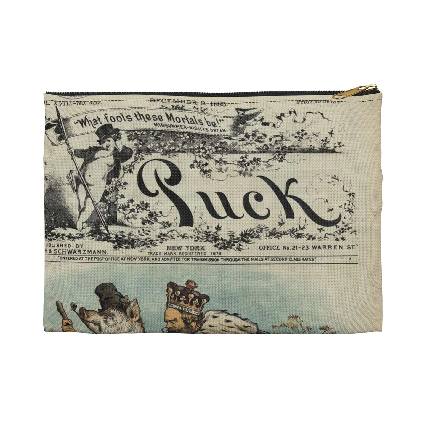 The pig has the pull / Gillam. - Drawing. Public domain image. Large Organizer Pouch with Black Zipper