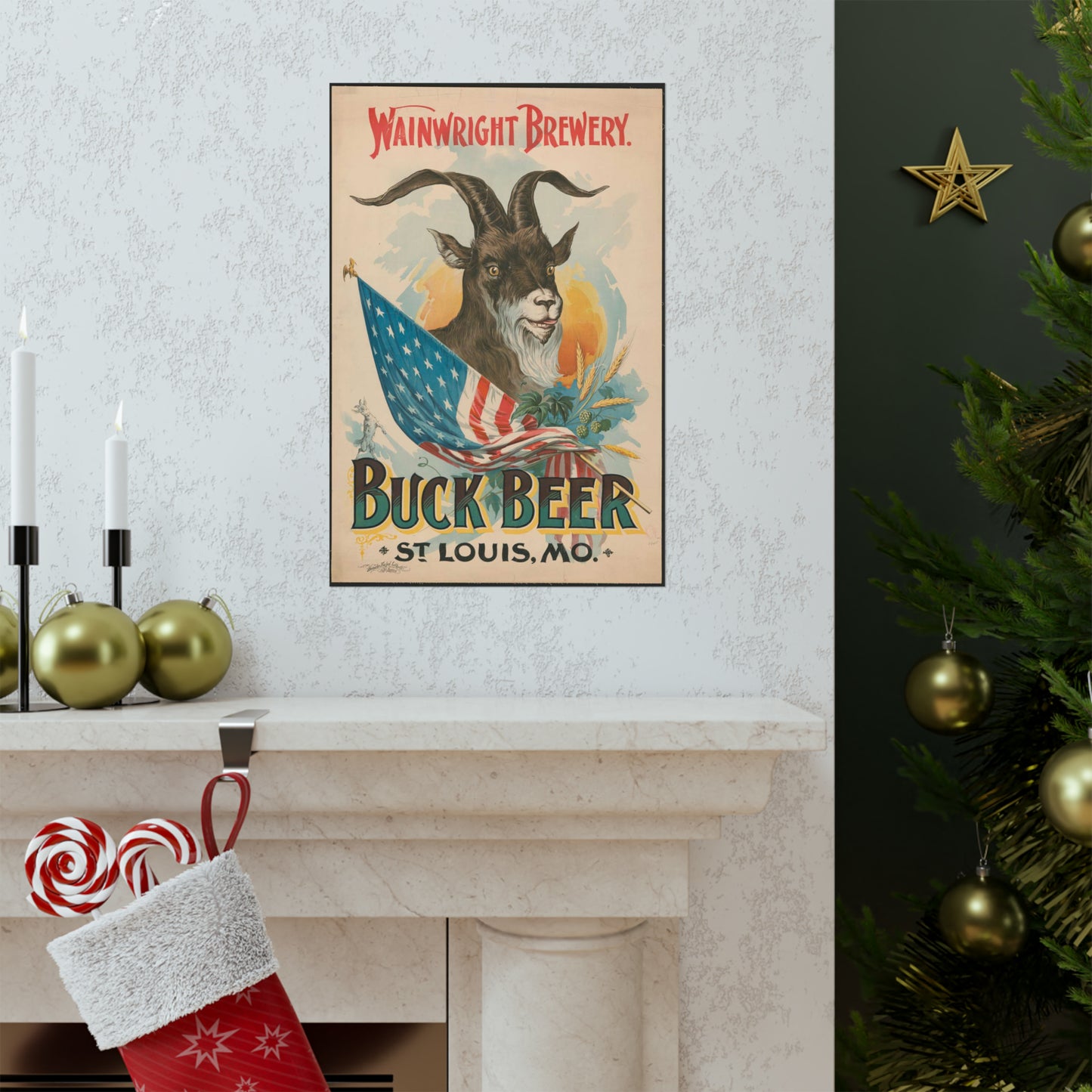 Wainwright Brewery, Buck Beer, St. Louis, MO High Quality Matte Wall Art Poster for Home, Office, Classroom