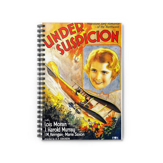 Under Suspicion poster - Art Deco public domain image Spiral Bound Ruled Notebook with Printed Cover