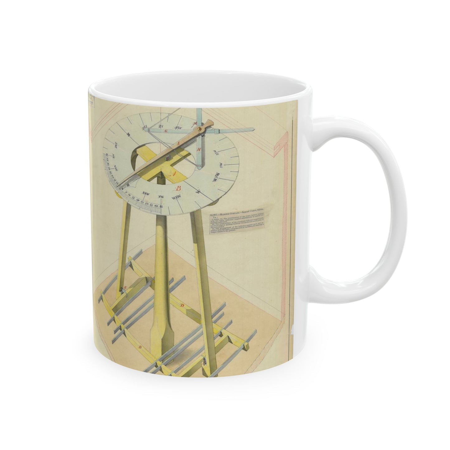 Patent drawing - Drawing of Marine Compasses Public domain  image Beautiful Novelty Ceramic Coffee Mug 11oz