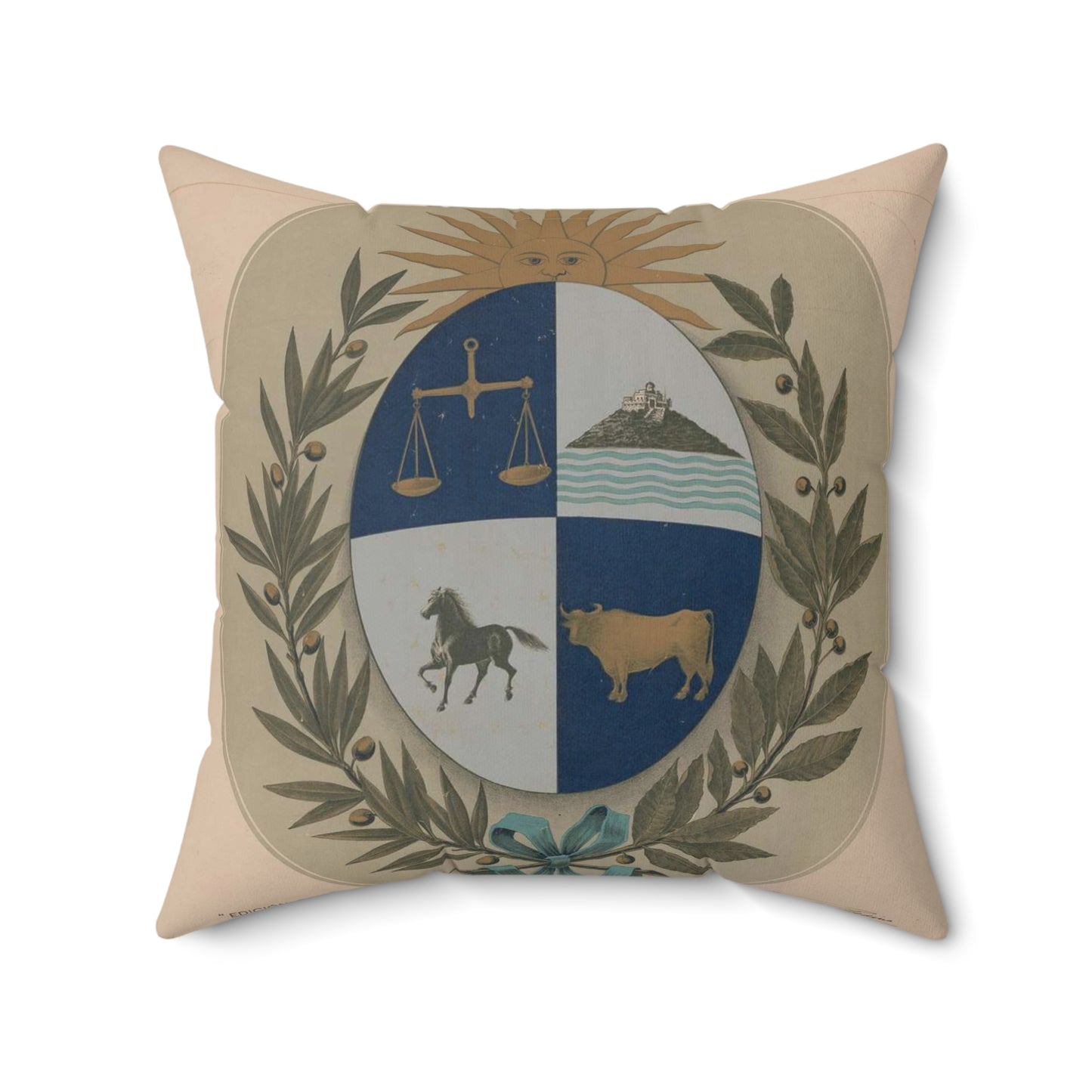 Patron oficial del escudo de armas de la Republica Oriental del Uruguay Decorative Accent Square Pillow