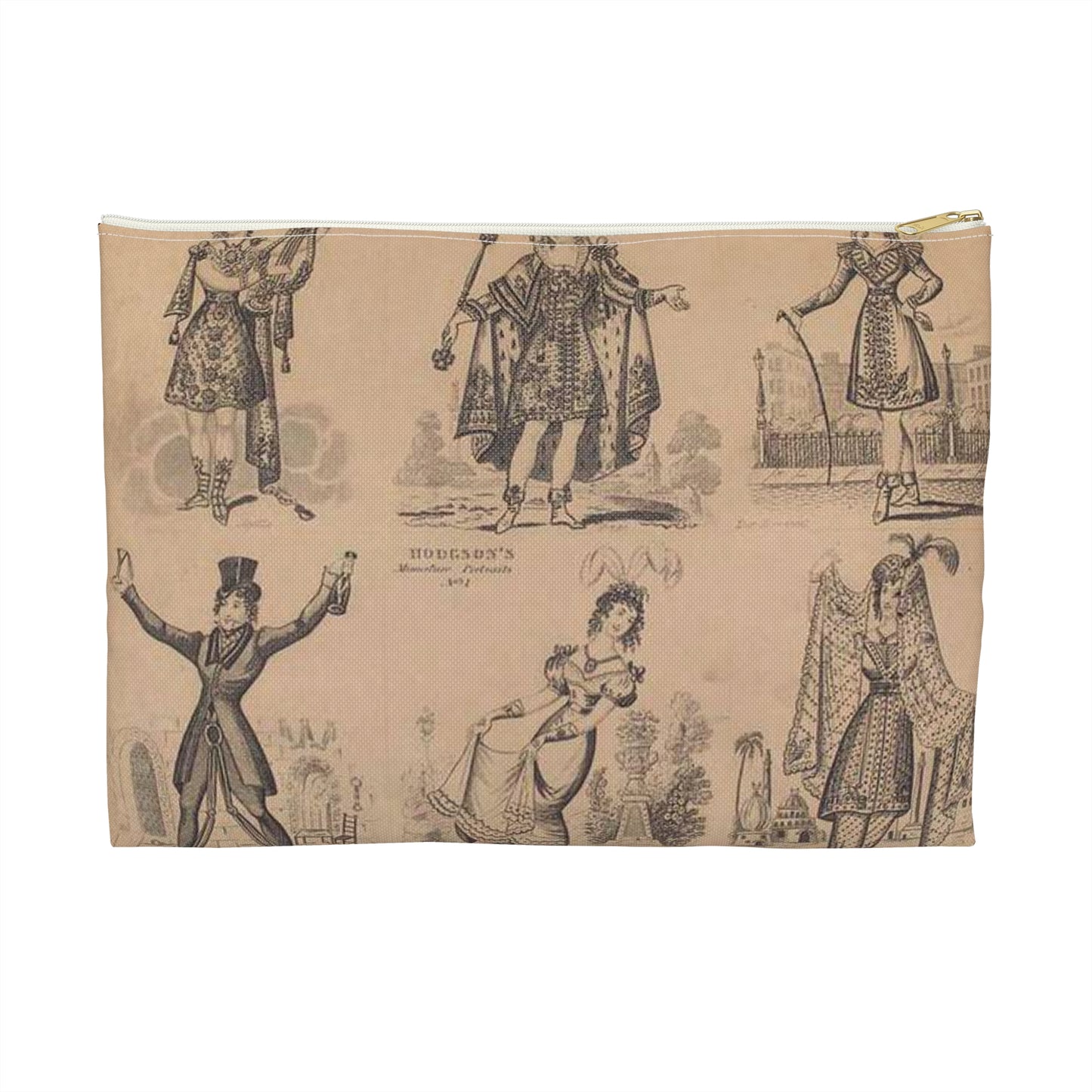 Madame Vestris in six favorite characters (Apollo, Page, Don Giovanni, Captain Macheath, Maria Darlington, and Mandane) Large Organizer Pouch with Black Zipper