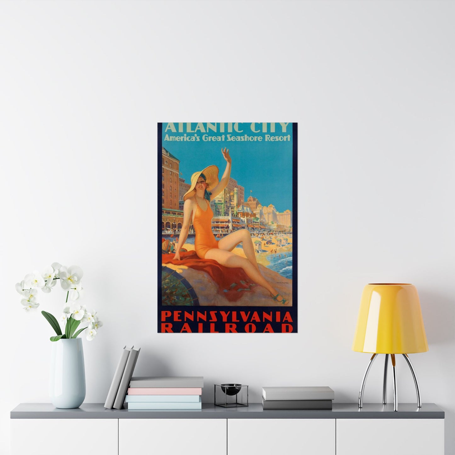 Edward M. Eggleston - Pennsylvania Railroad - Atlantic City, 1935 High Quality Matte Wall Art Poster for Home, Office, Classroom