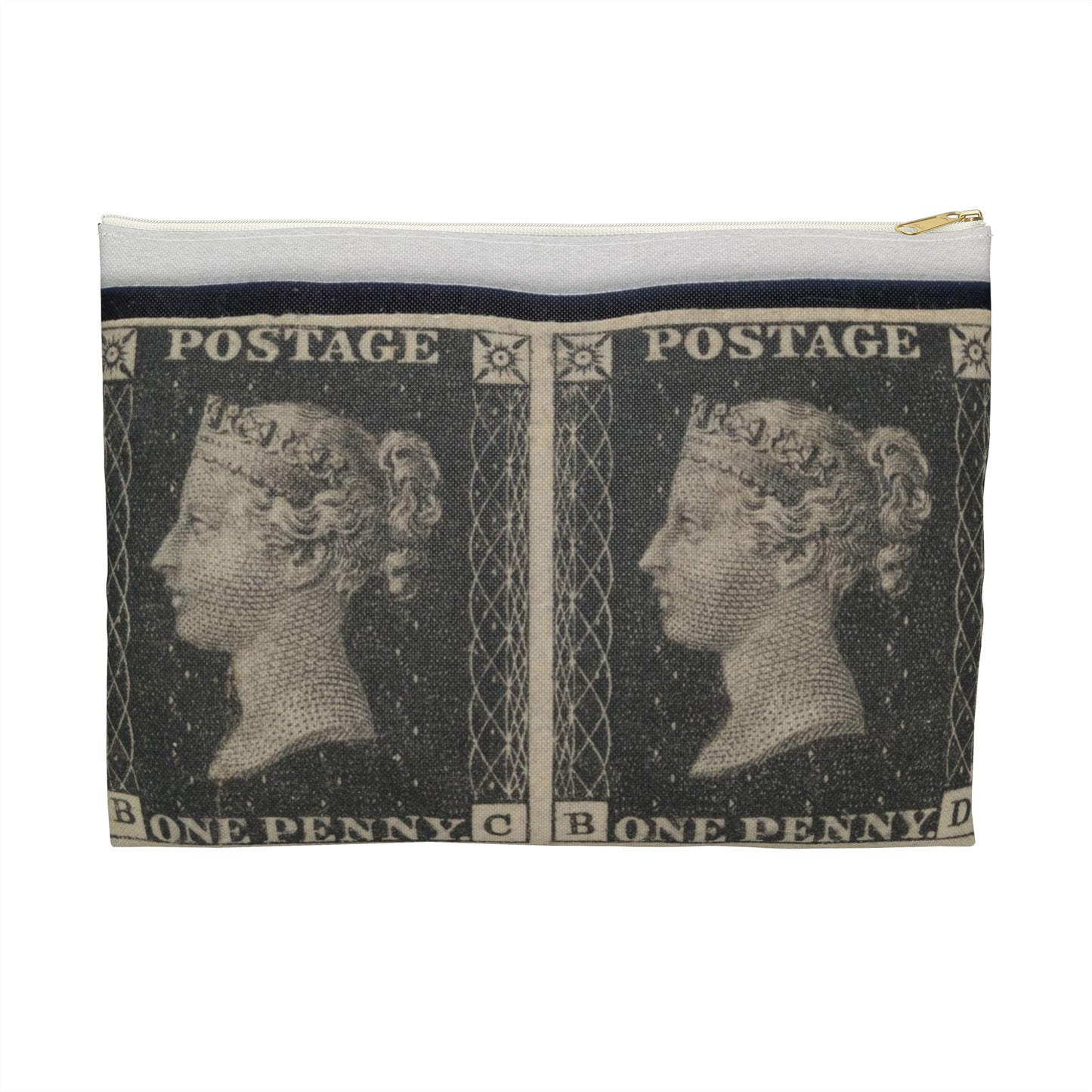 "Penny Black" postage stamps - postal stamp Large Organizer Pouch with Black Zipper