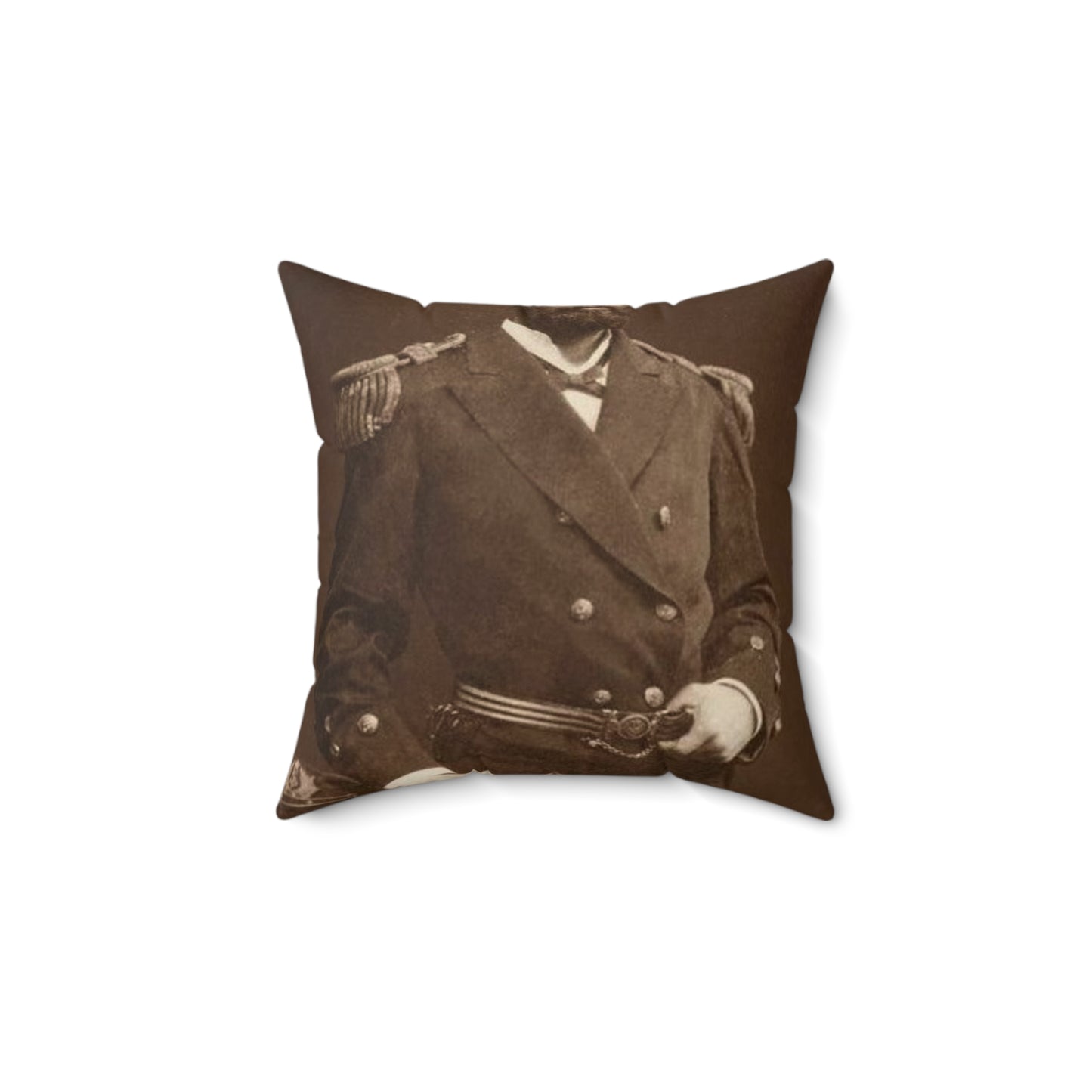 Foto A.Prat - A black and white photo of a man in uniform Decorative Accent Square Pillow