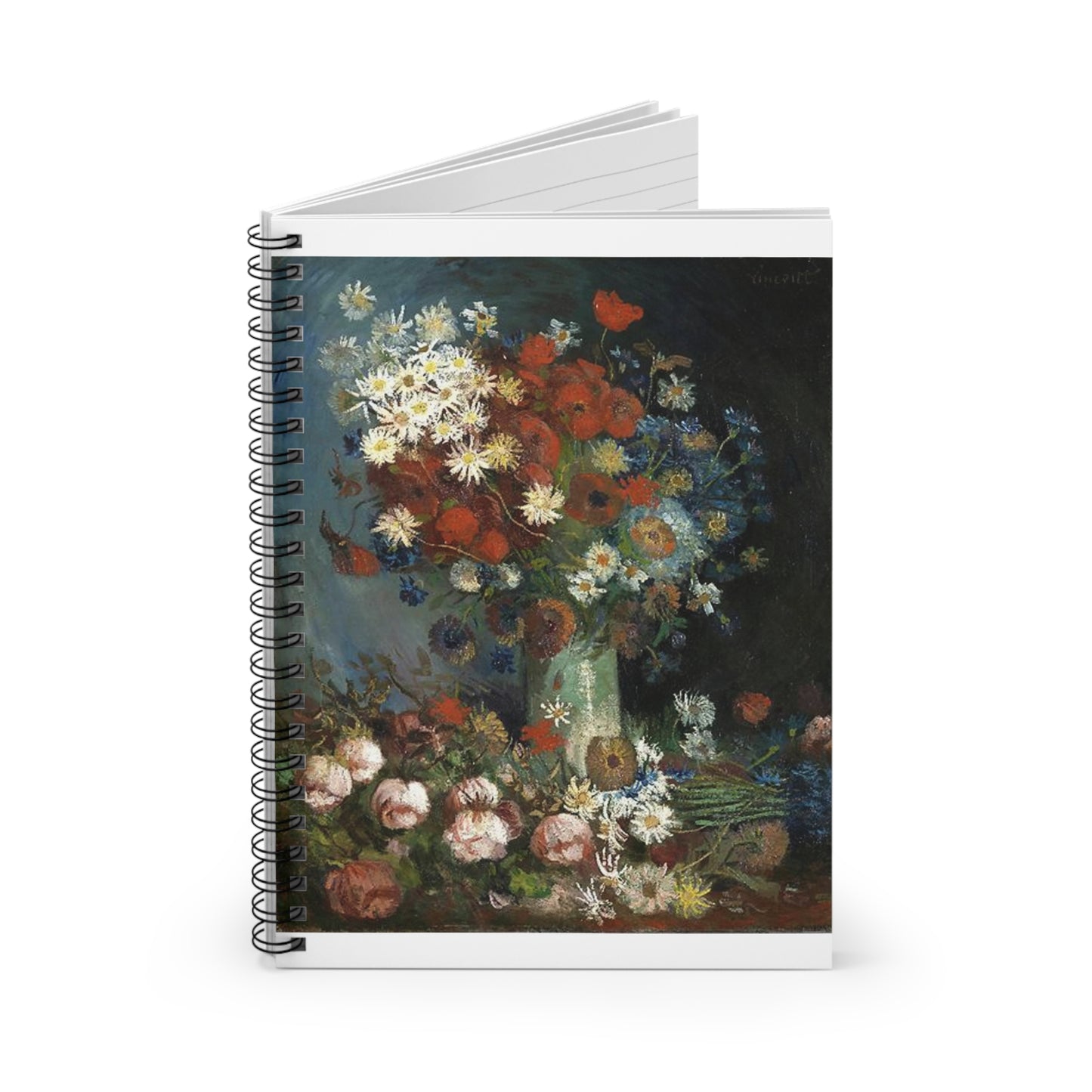 Still life with meadow flowers and roses Van Gogh 1886 Spiral Bound Ruled Notebook with Printed Cover