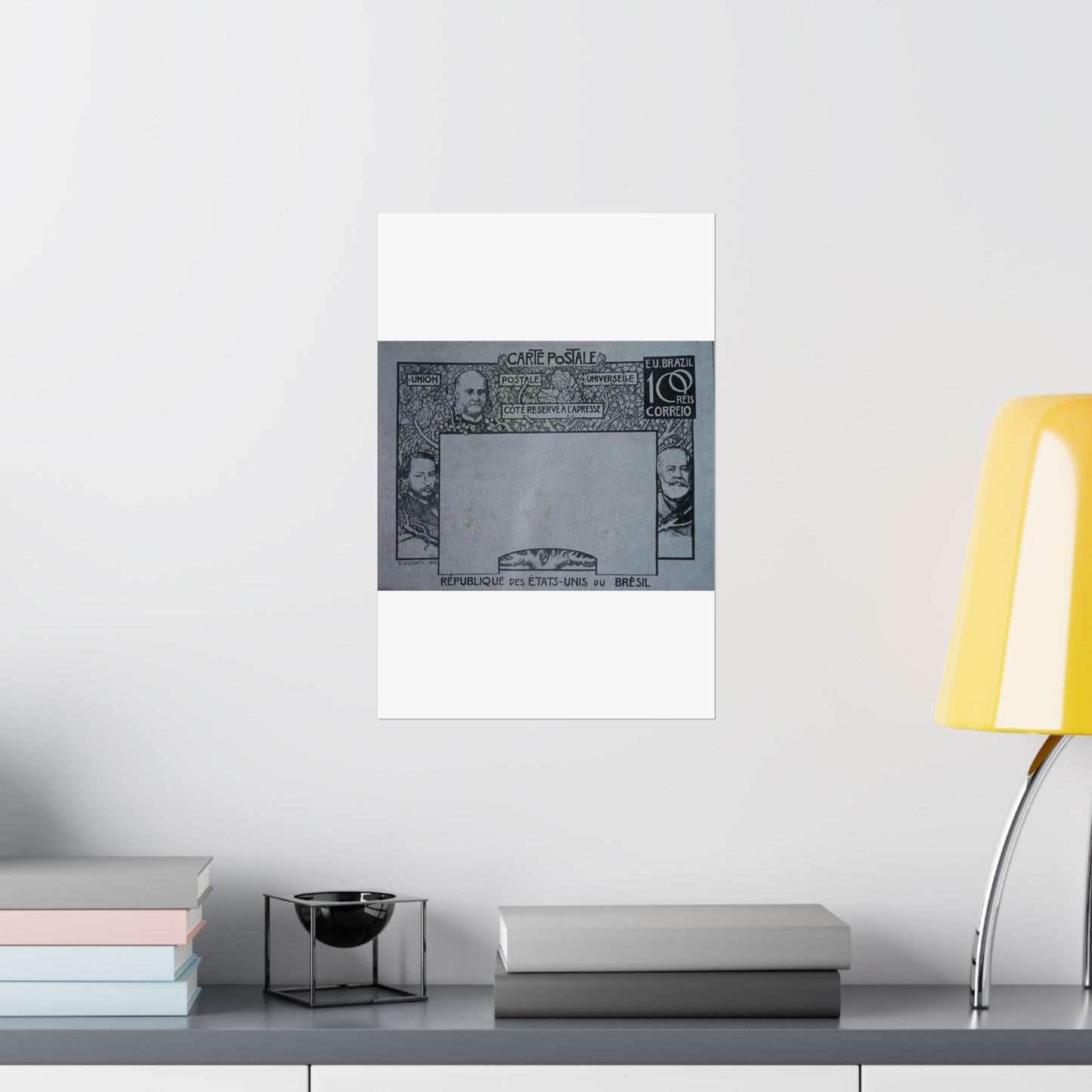 EliseuVisconti-D857-Bilhete postal para o exterior – A Evolução Histórica do Brasil – Projeto para bilhete postal integrante da coleção vencedora do Concurso dos Correios de 1904 High Quality Matte Wall Art Poster for Home, Office, Classroom