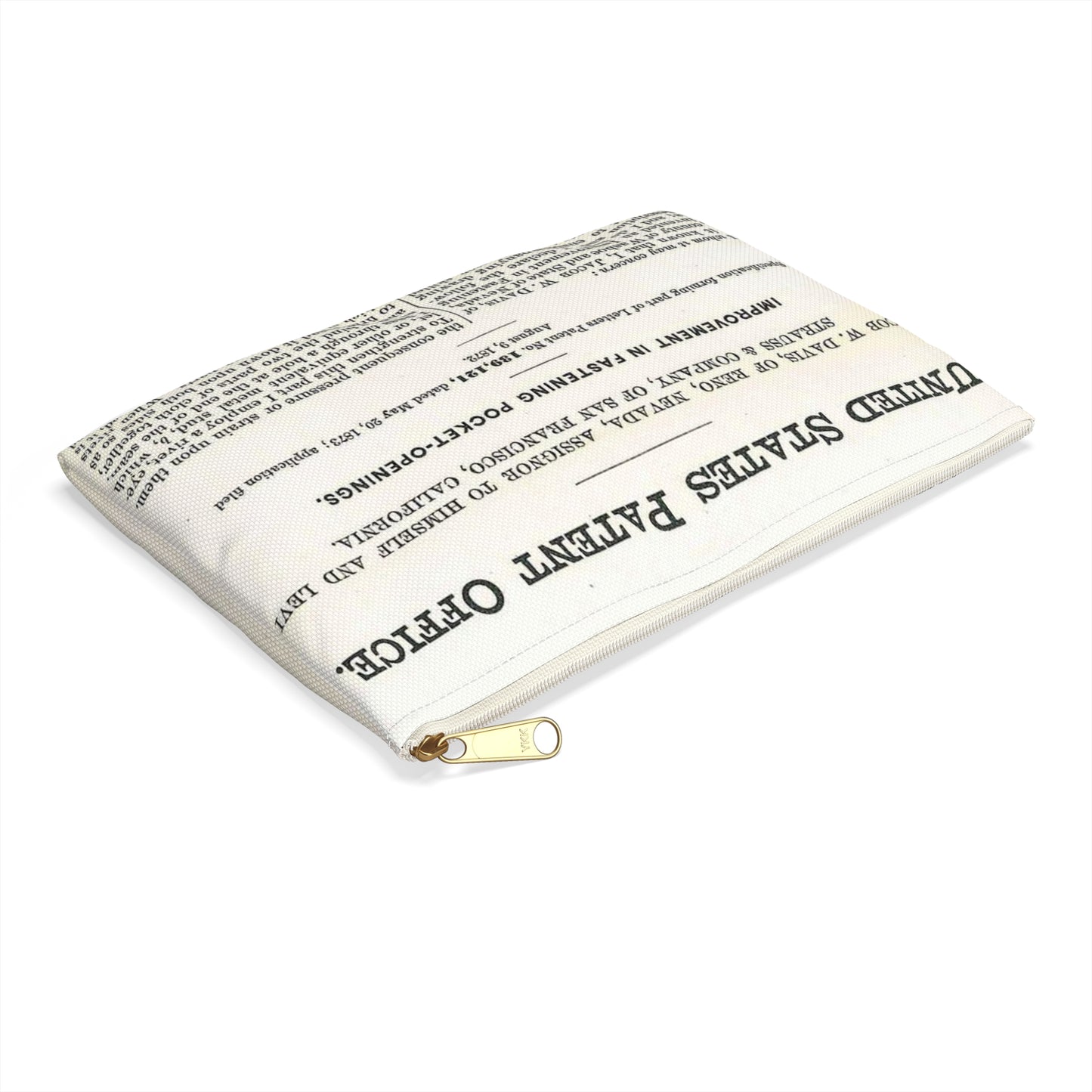 Patent Case File No. 139,121, Improvement in Fastening Pocket Openings, Inventor- Jacob W. Davis - DPLA - afb017b06366ded5b3d9735cb413b735 (page 29) Large Organizer Pouch with Black Zipper