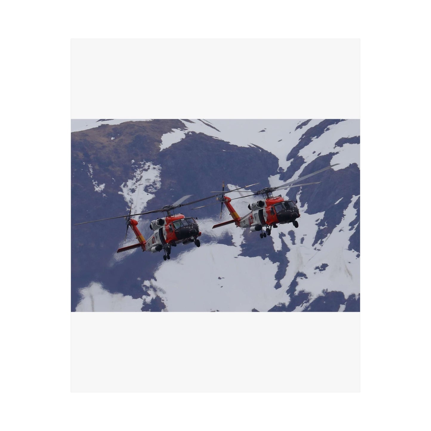 Two Coast Guard Air Station Sitka MH-60 Jayhawk helicopter High Quality Matte Wall Art Poster for Home, Office, Classroom