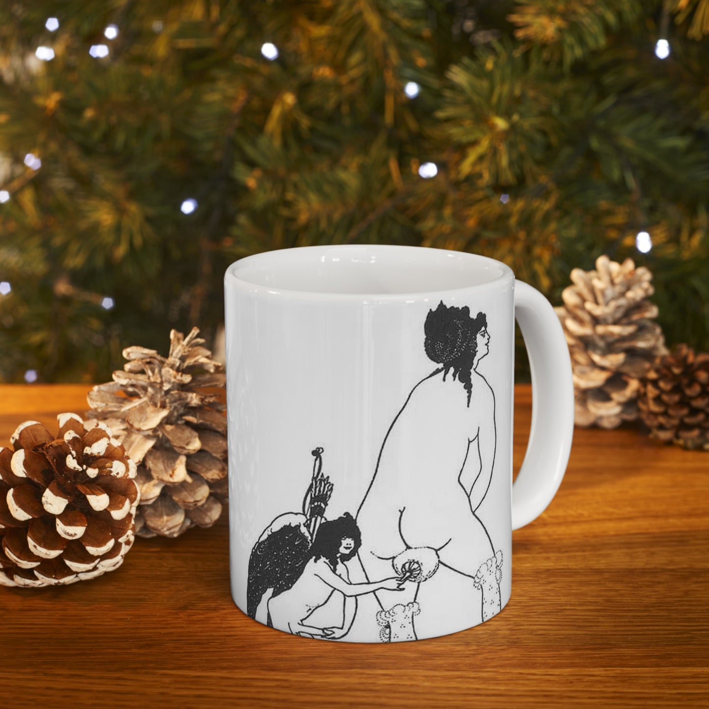 Beardsley Lampito - A drawing of a man and a woman holding hands Beautiful Novelty Ceramic Coffee Mug 11oz