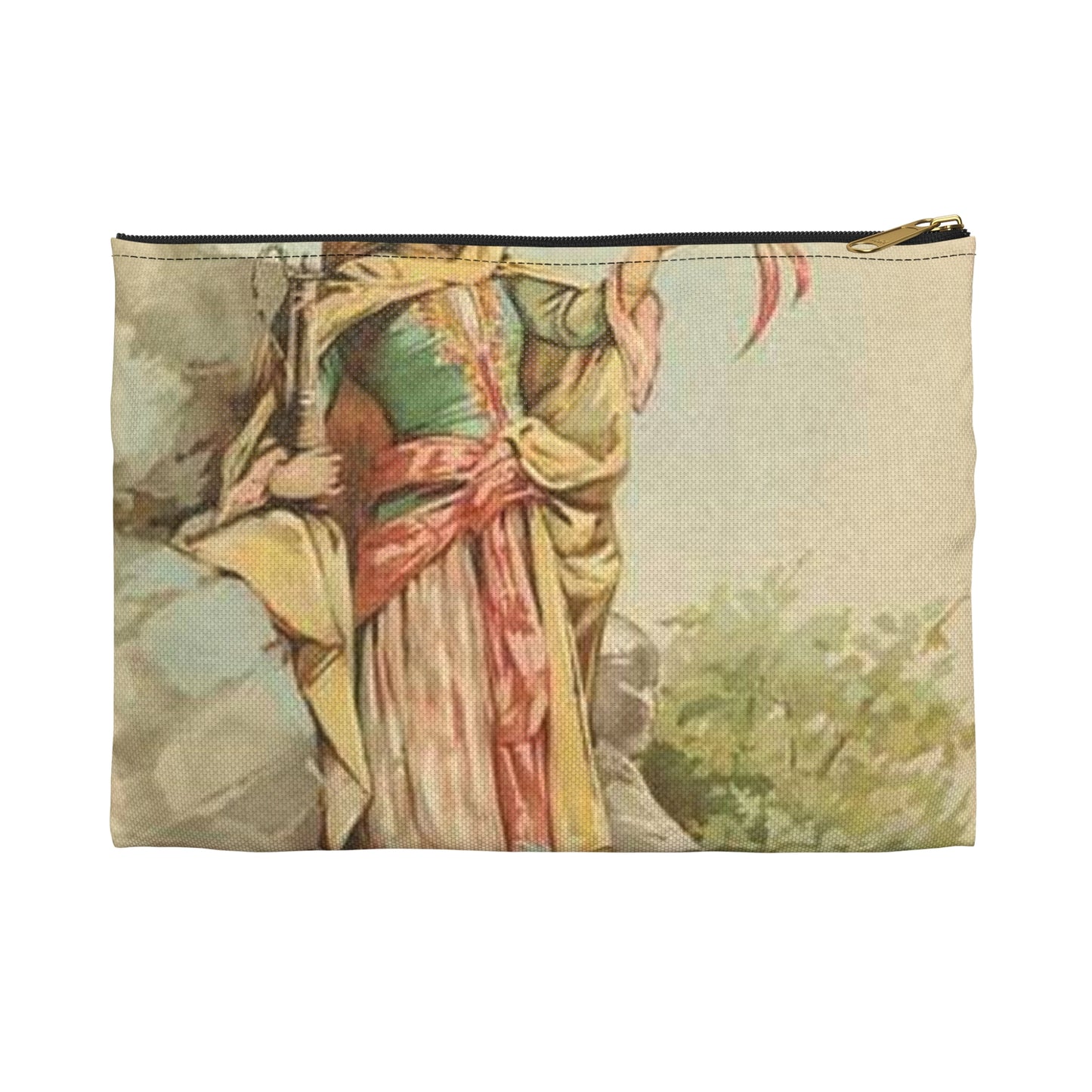 The talking bird. - Drawing. Public domain image. Large Organizer Pouch with Black Zipper