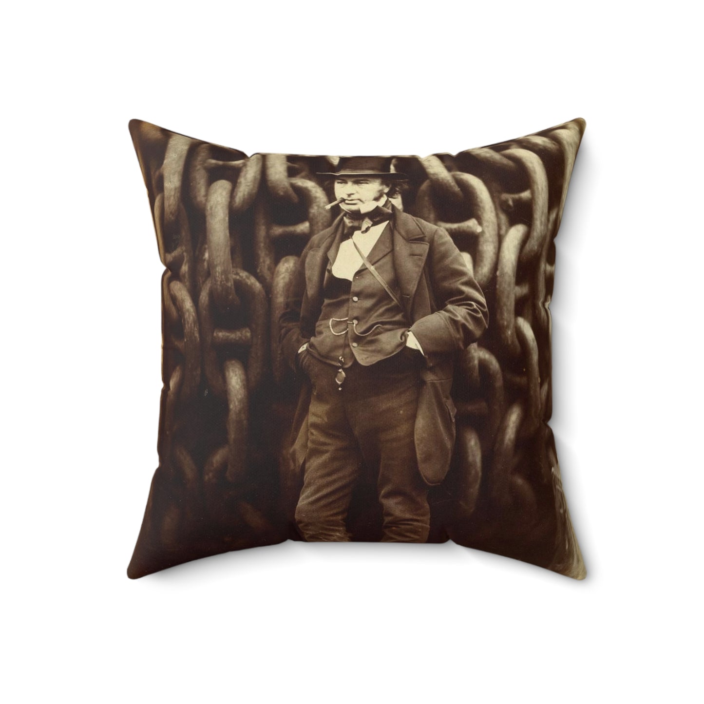 [Isambard Kingdom Brunel Standing Before the Launching Chains of the Great Eastern] Decorative Accent Square Pillow