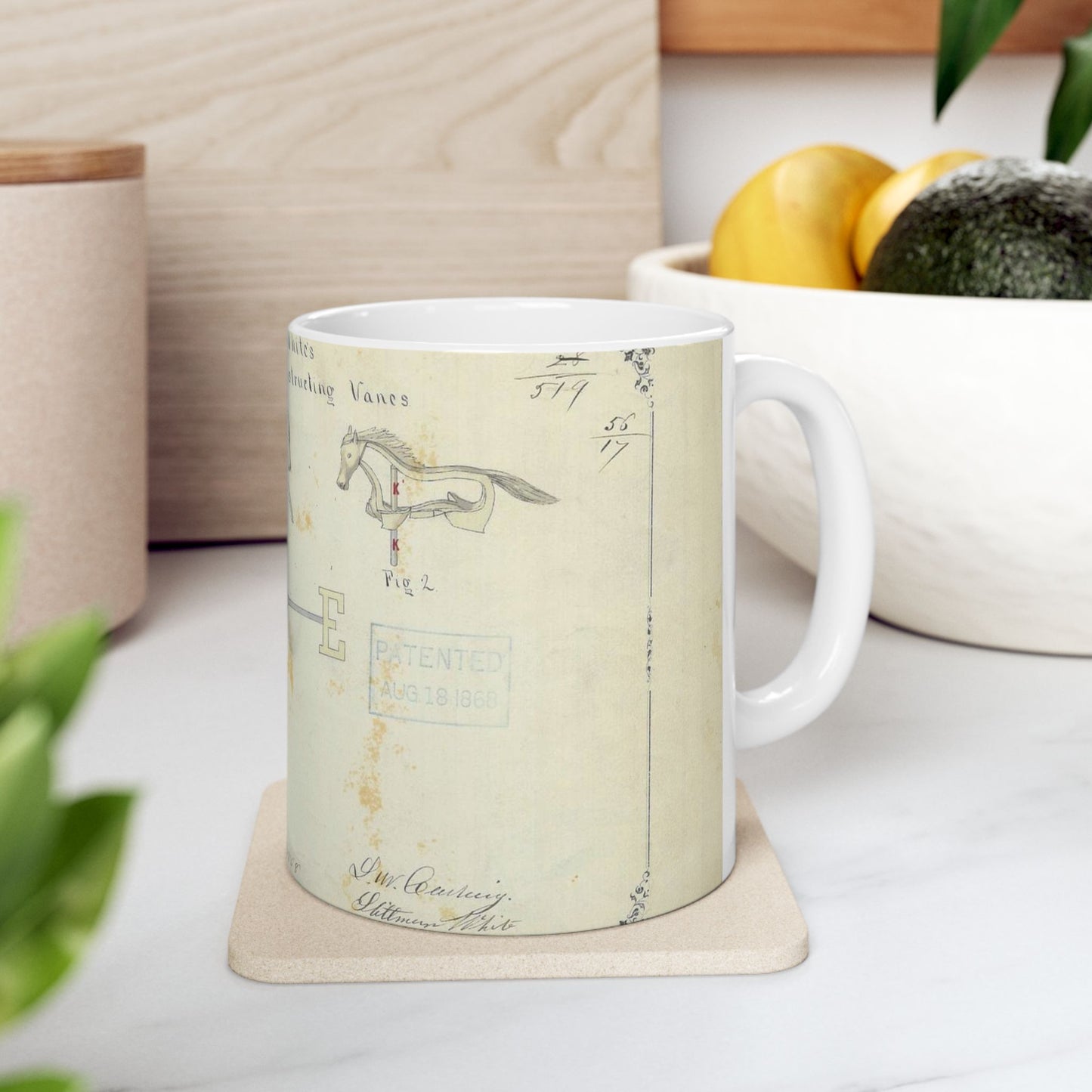 Patent drawing - Drawing of an Improved Method of Constructing Vanes Public domain  image Beautiful Novelty Ceramic Coffee Mug 11oz