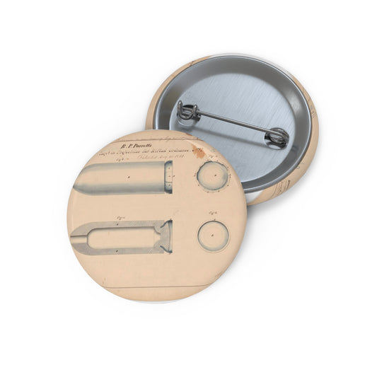 Patent drawing - Drawing of Improvement in Projectiles for Rifled Ordnance Public domain  image Pin Buttons with Crisp Design