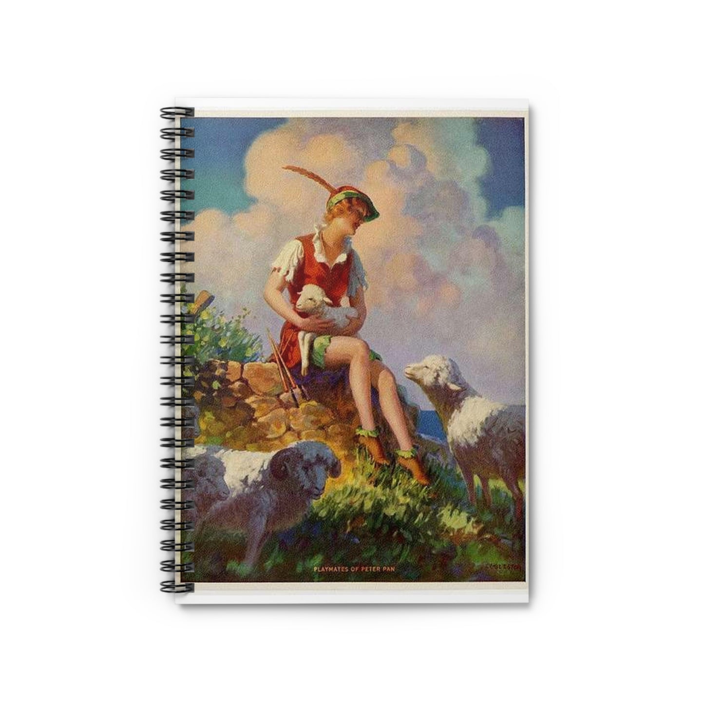 Playmates of Peter Pan, painting by Edward Mason Eggleston Spiral Bound Ruled Notebook with Printed Cover