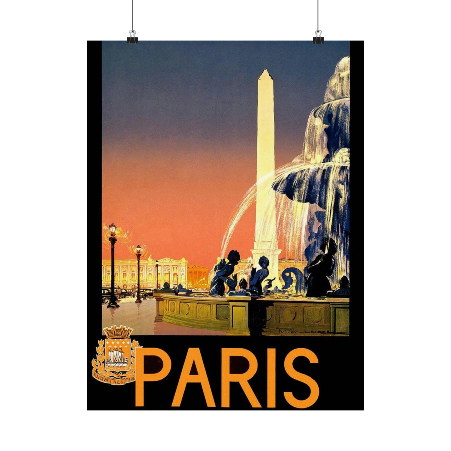 Paris. Vintage Travel Poster. - Art Deco public domain image High Quality Matte Wall Art Poster for Home, Office, Classroom