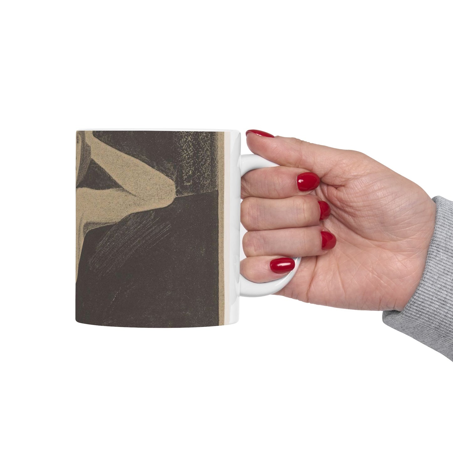 Vrouwelijk naakt, gezeten op een bank, de hand tegen het hoofd Beautiful Novelty Ceramic Coffee Mug 11oz