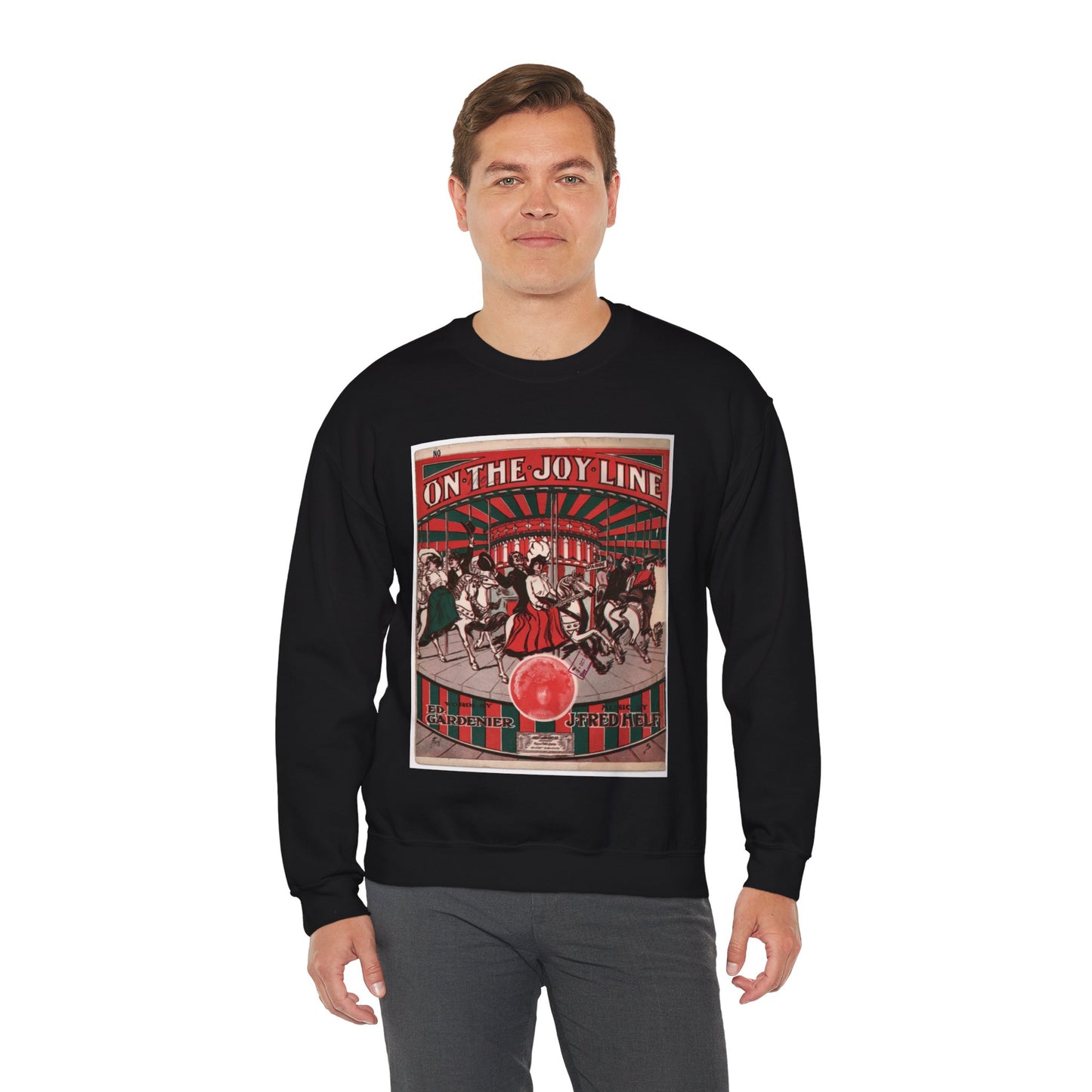 On the joy line - Public domain American sheet music Black Heavy Blend Adult Crew Neck SweatShirt