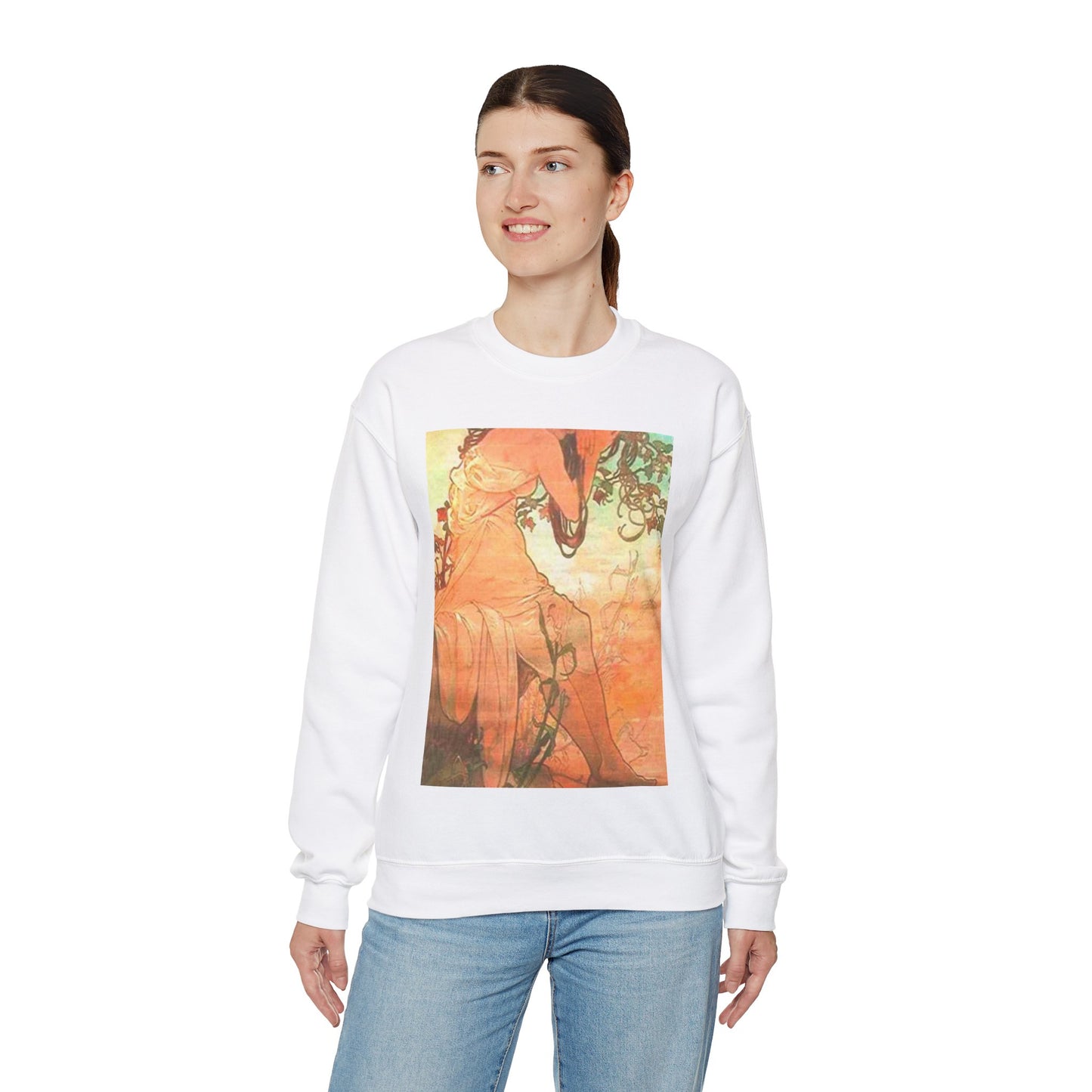 Vara - Art nouveau public domain image White Heavy Blend Adult Crew Neck SweatShirt